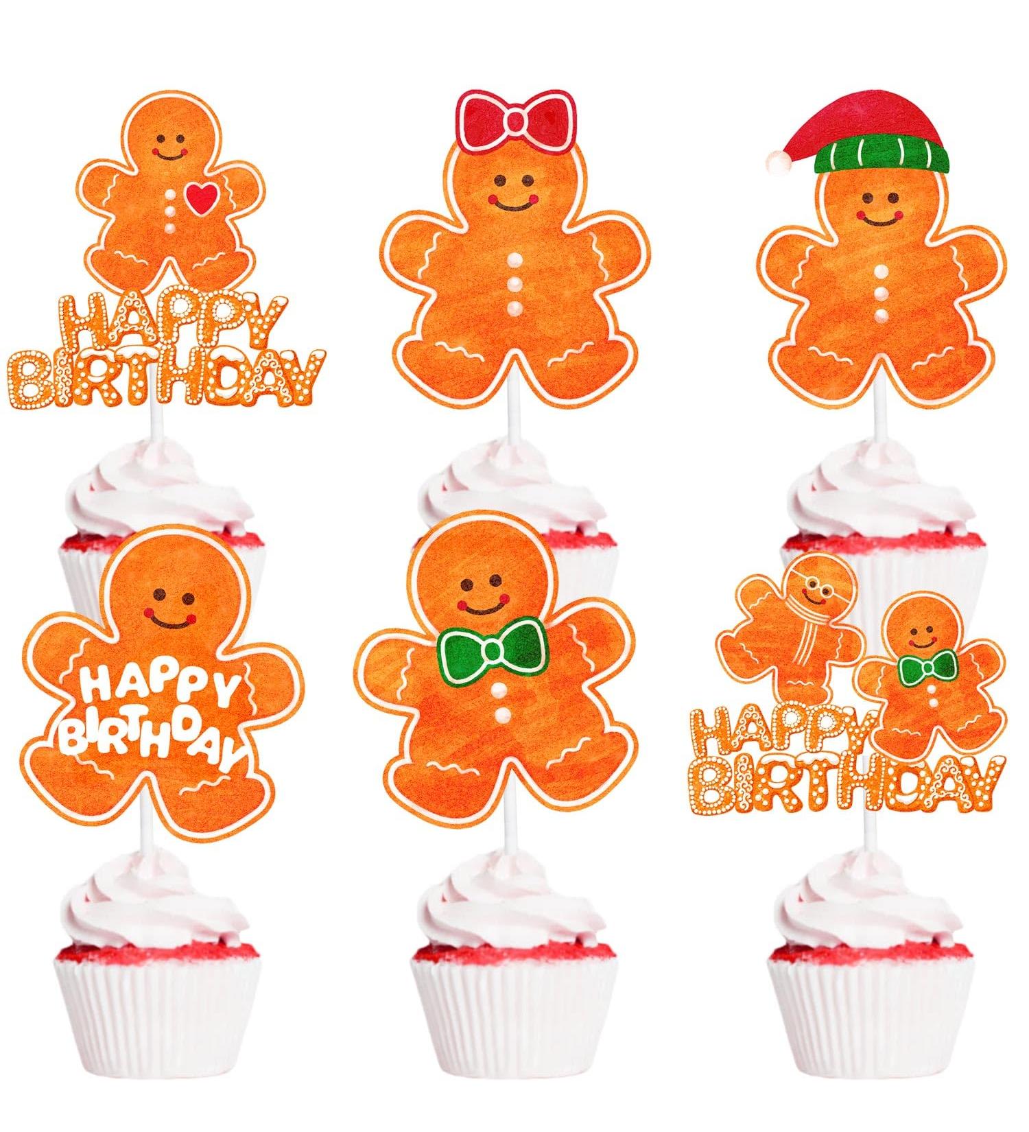 Gingerbread Theme Cupcake Topper Set 6 Styles 18 Pieces - Perfect for Boys and Girls Gingerbread Themed Parties Kids Baby Showers and Christmas Themed Parties Snowman Christmas Bubble Decorations -- 5 - Buy Online on GoSupps.com