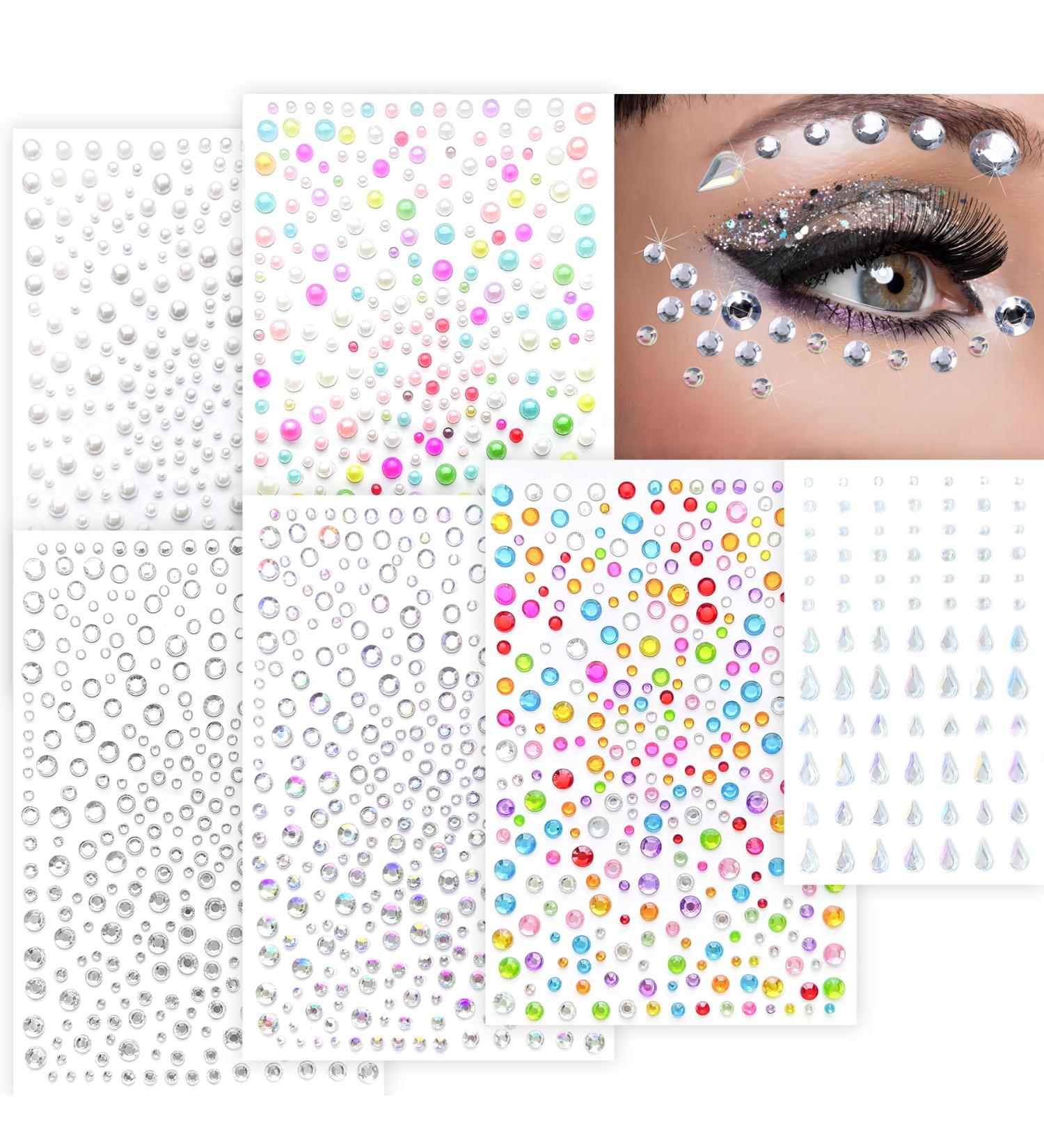 Face Gems - 6 Sheets Self-Adhesive Rhinestones for Makeup & Body | Perfect for Parties & DIY Crafts - Buy Online on GoSupps.com