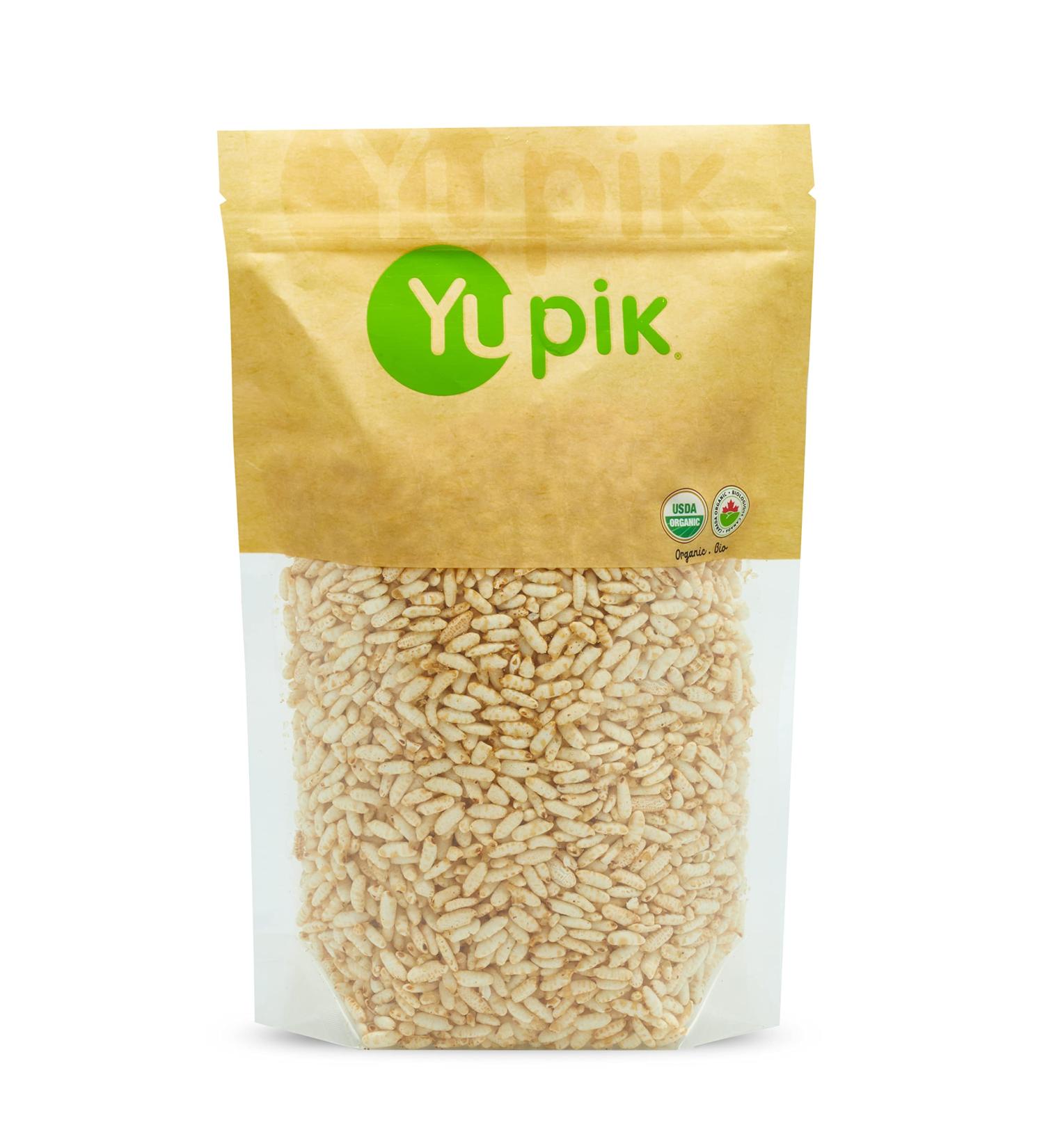 Yupik Organic Puffed Brown Rice 200 g Gluten-Free Non-GMO Kosher Vegan Popped Rice Made from Whole Grains Sugar-Free Salt-Free Light Snack Ideal for Breakfast & Topping