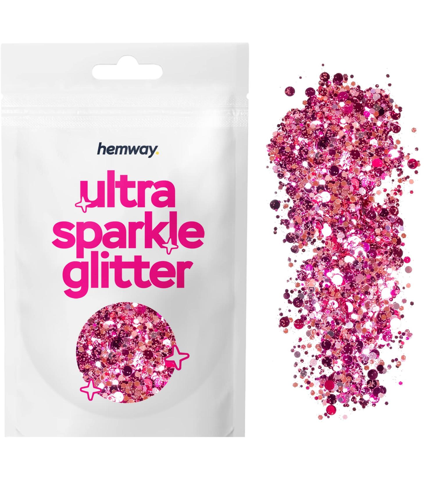 Hemway Fuchsia Pink Rose Gold Mix Glitter Chunky Powder 10g - Multi Purpose Arts & Crafts, Makeup, Body & Hair Festival Decorations - Buy Online on GoSupps.com