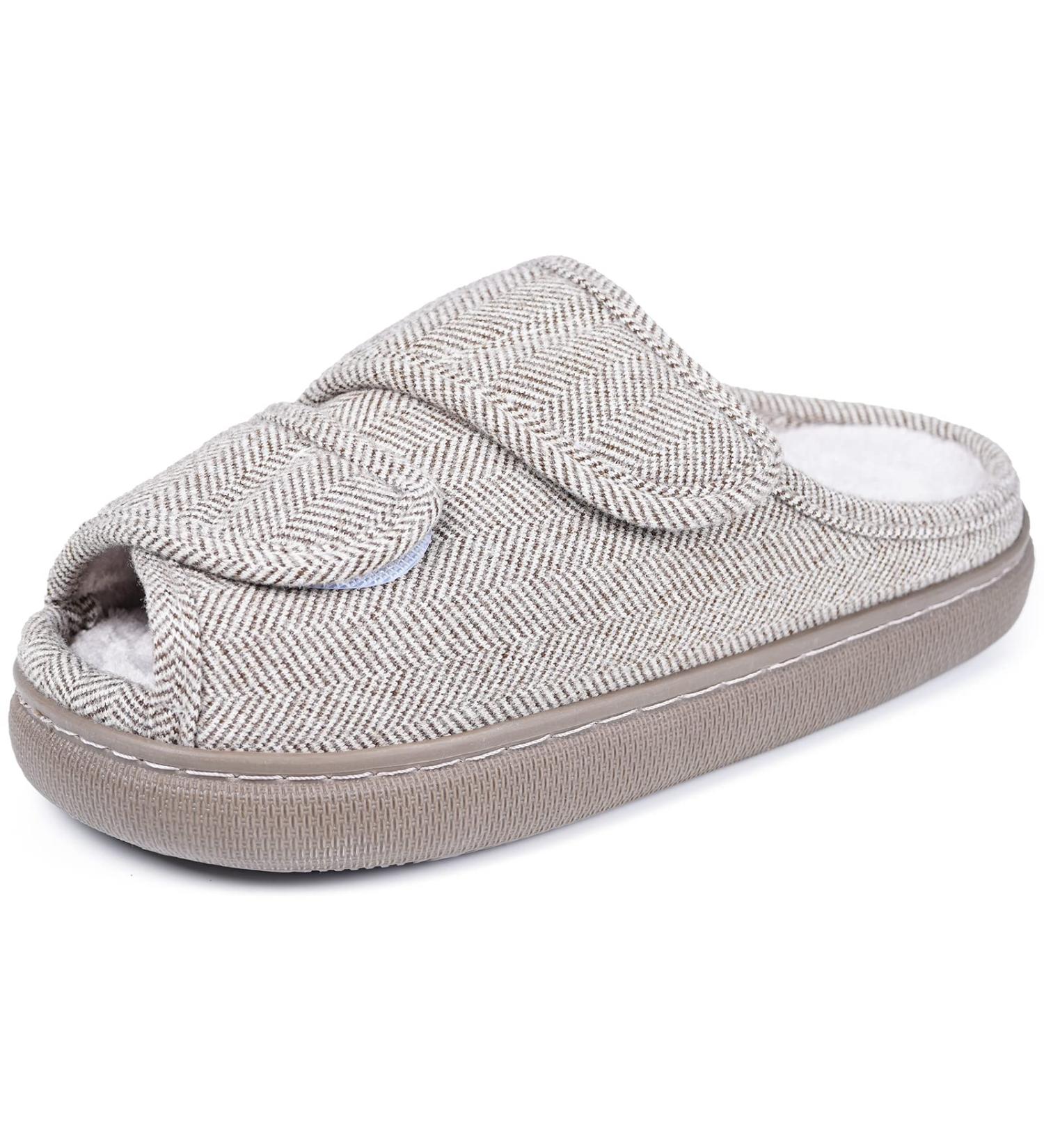 Adjustable Diabetic Slippers for Women Men - Extra Wide House Shoes - Light Coffee - Size 9-9.5 Wide Women/7.5-8.5 Wide Men - Buy Online on GoSupps.com