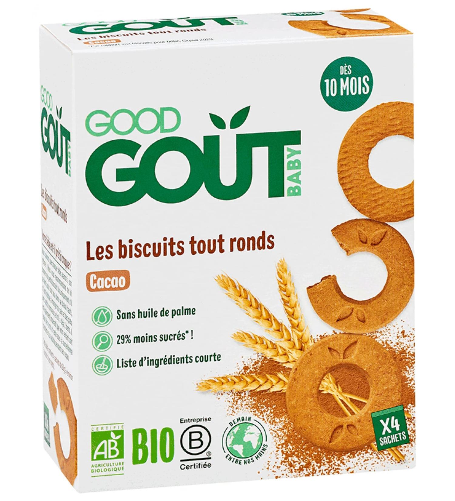 Good Goût Round Cocoa Biscuits for Ages 10 Months Organic 20 Biscuits