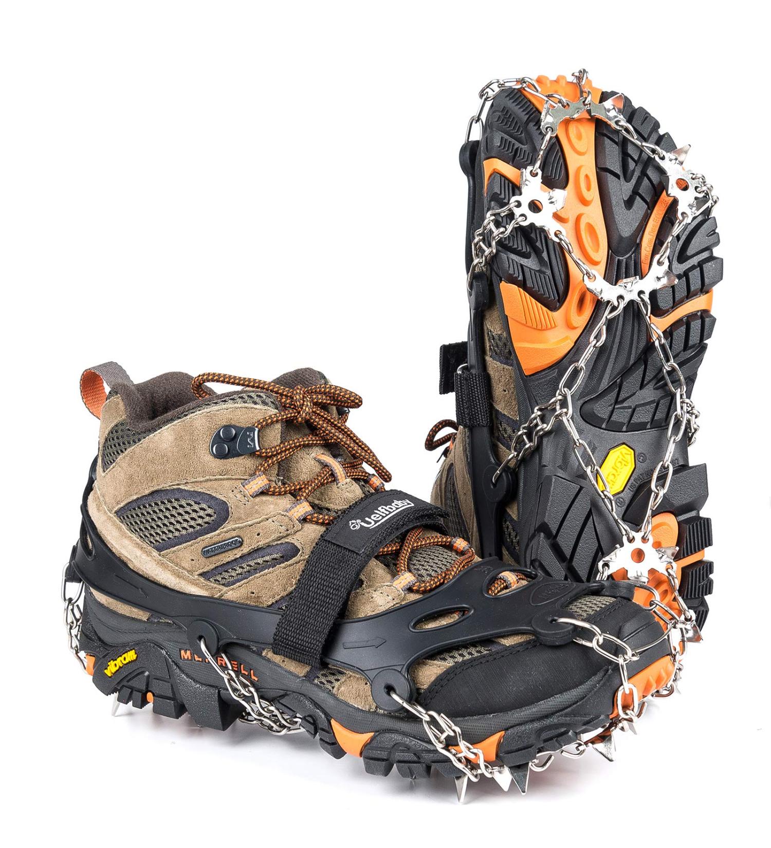 Crampons Upgraded 19-Spikes Ice Snow Grips Traction Cleats for Walking, Jogging, Hiking - Large Size - Buy Online on GoSupps.com