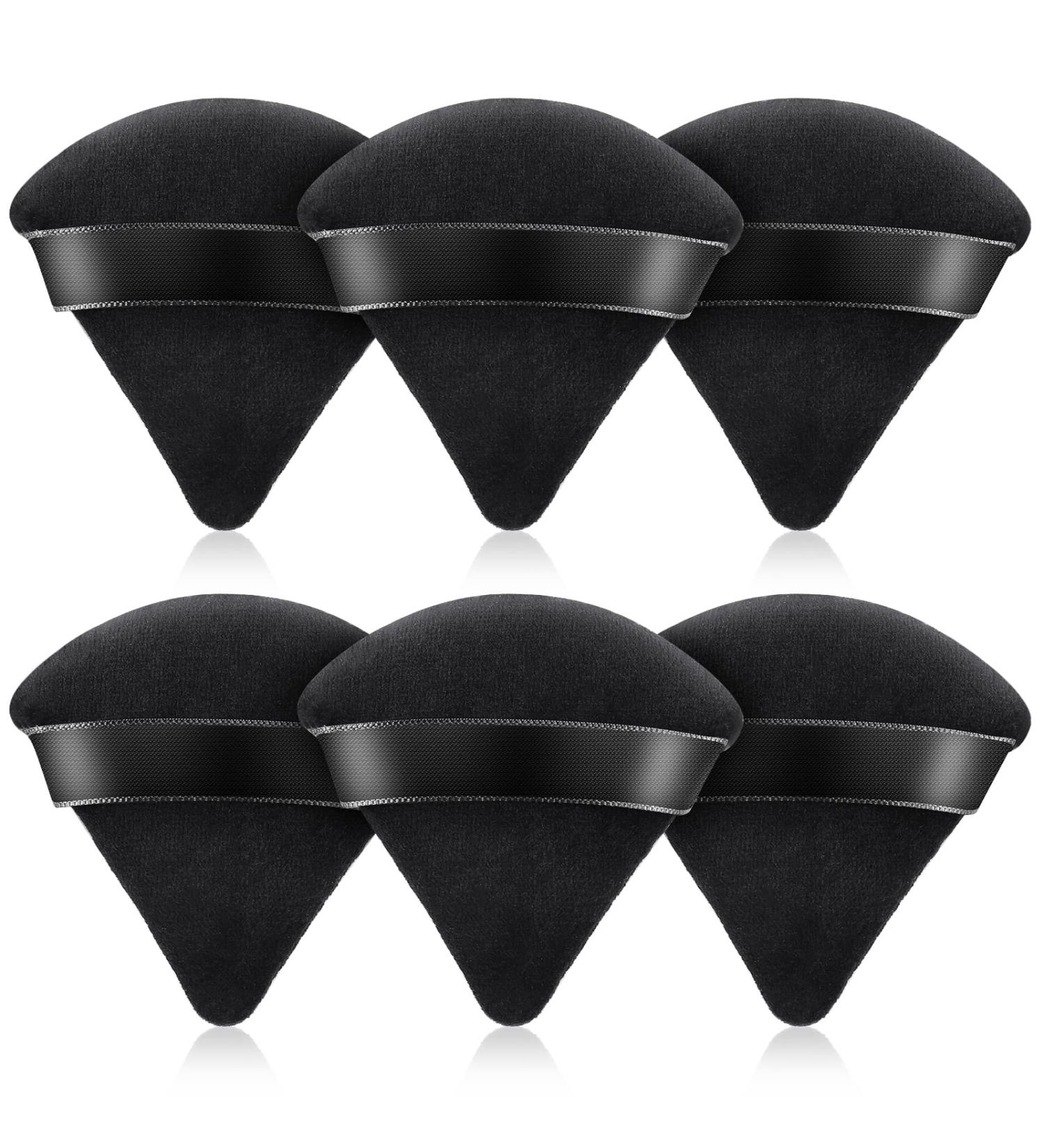 Velour Powder Puff Triangle Set for Face & Body - 6PCS Black Makeup Puffs - Buy Online on GoSupps.com