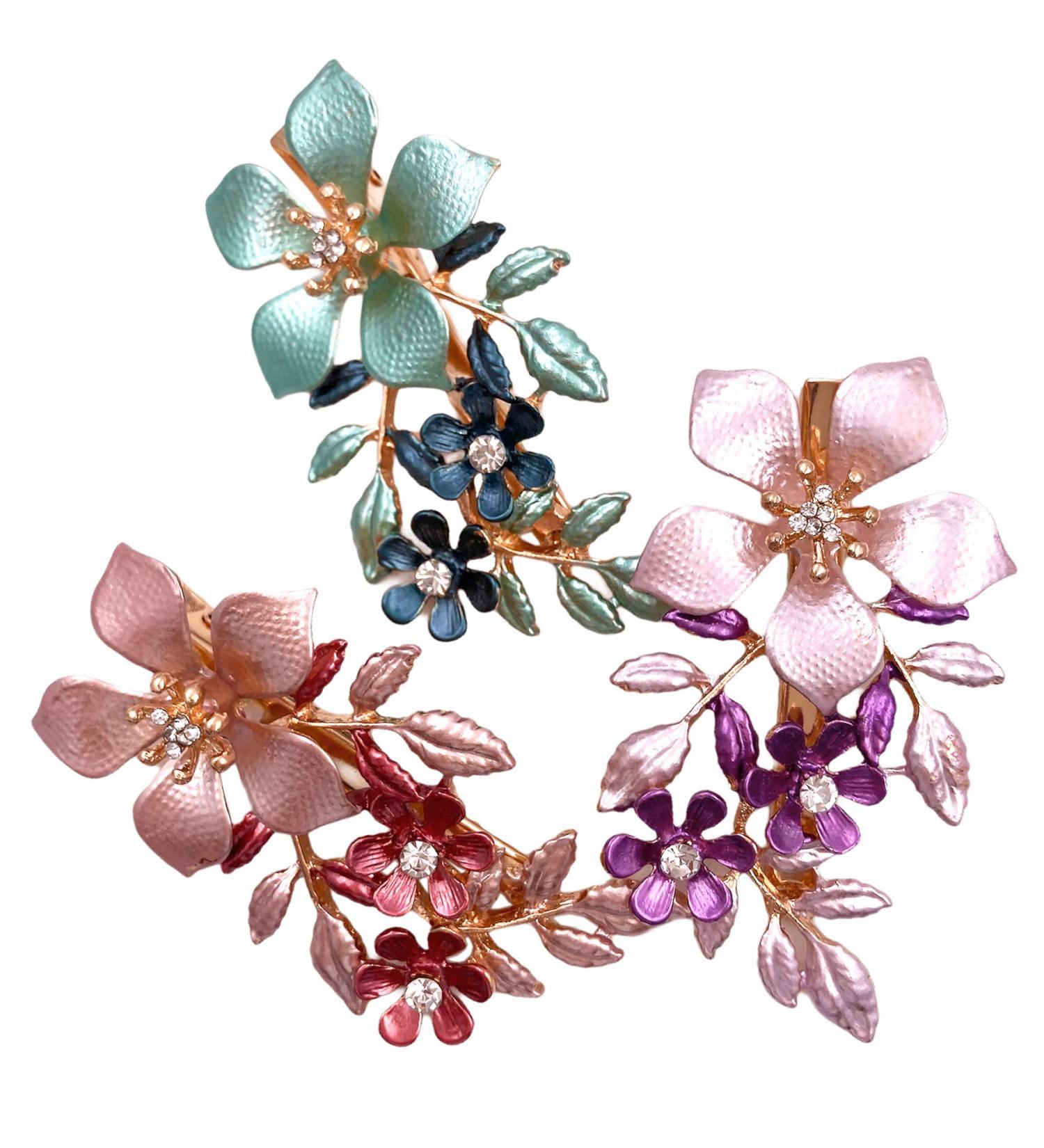 3PCS Large Flower Metal French Hair Styling Alligator Clips for Women and Girls - Buy Online on GoSupps.com
