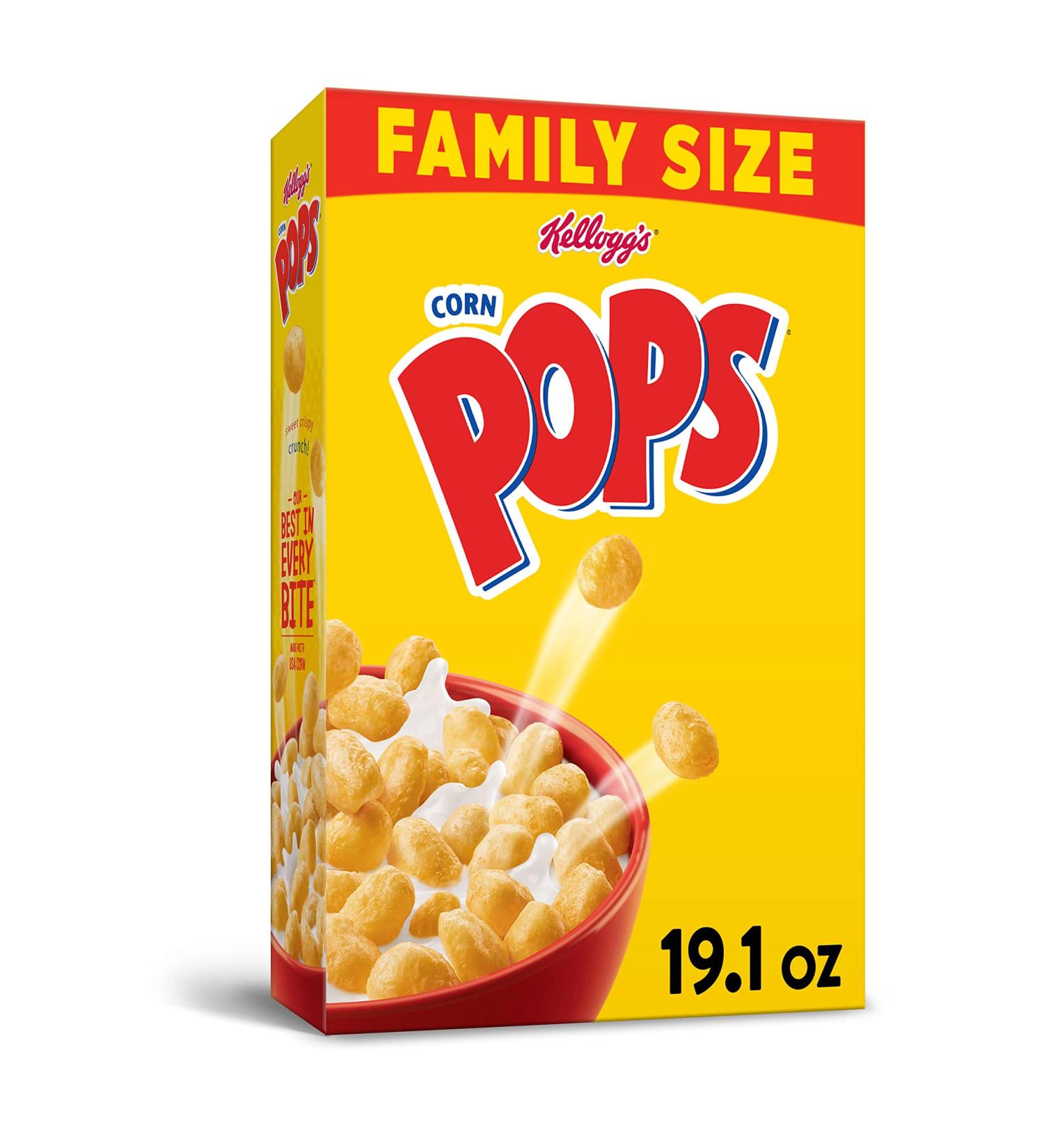 Kellogg's Corn Pops Cereal - Family Size 19.1oz Box | 8 Vitamins and Minerals | Kids & Family Snack - Buy Online on GoSupps.com
