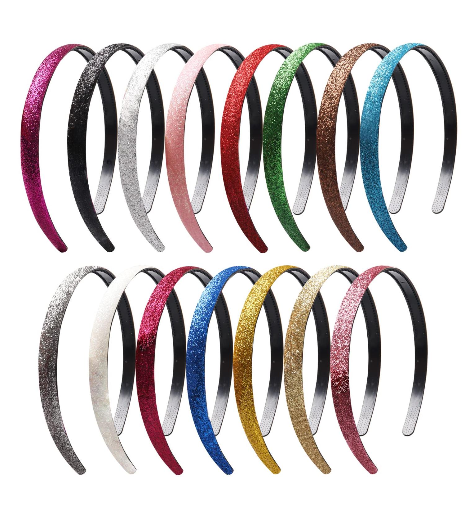SBYURE 15-Piece Sparkly Plastic Headbands for Women - Colorful Glitter Hair Accessories - Buy Online on GoSupps.com