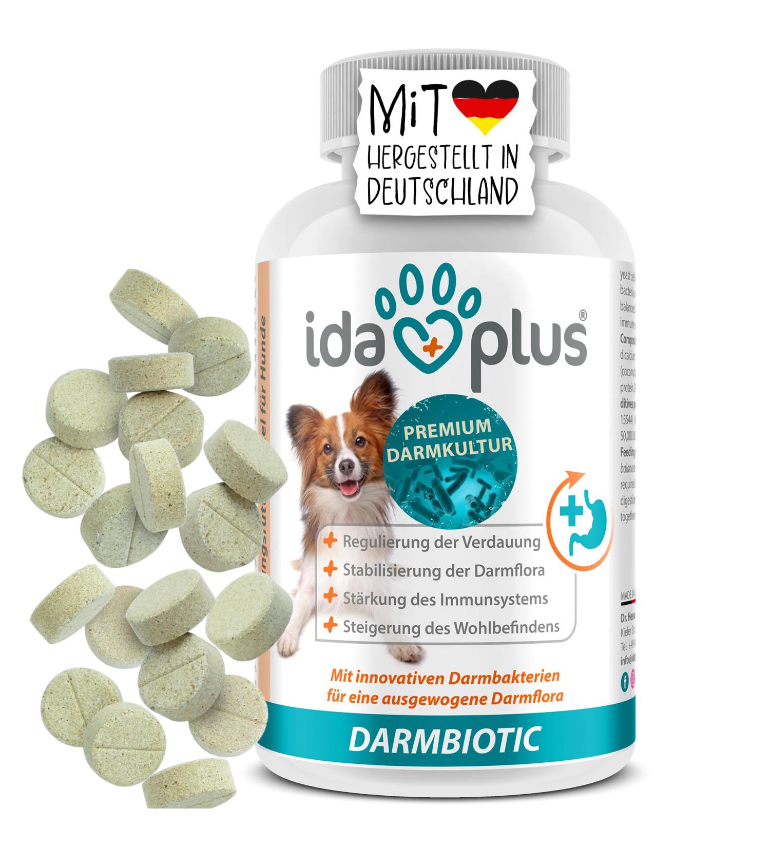 Ida Plus Darmbiotic Probiotics for Dogs - 120 Tablets for Intestinal Health Diarrhea Recovery Immune Support & Digestion Regulation - Buy Online on GoSupps.com
