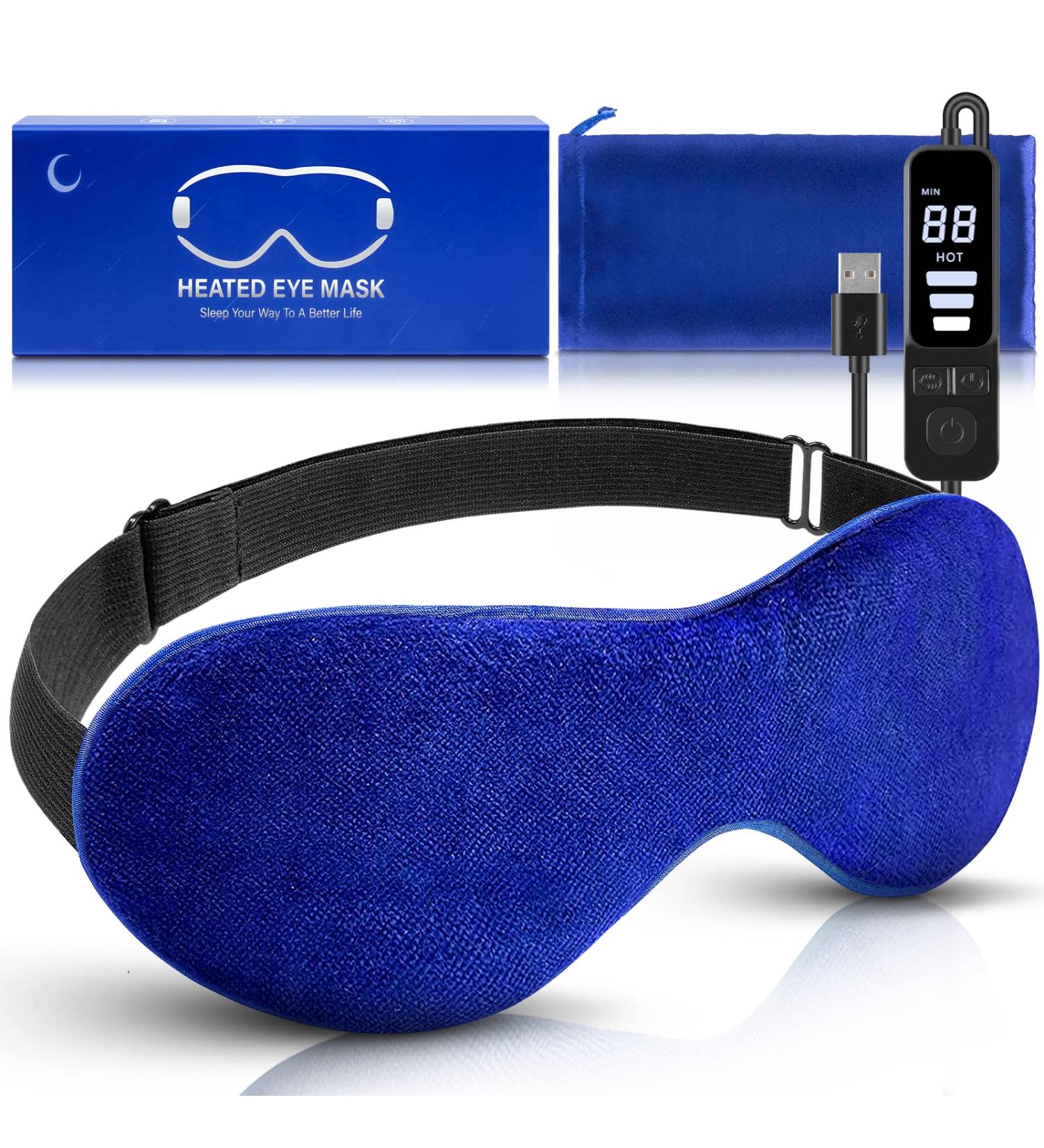Heated Eye Mask with Flaxseed | Warm Eye Compress for Sleep and Relief from Dry Eyes, Blepharitis, Dark Circles, MGD, Puffy Eyes | Temperature Timer Control - Buy Online on GoSupps.com