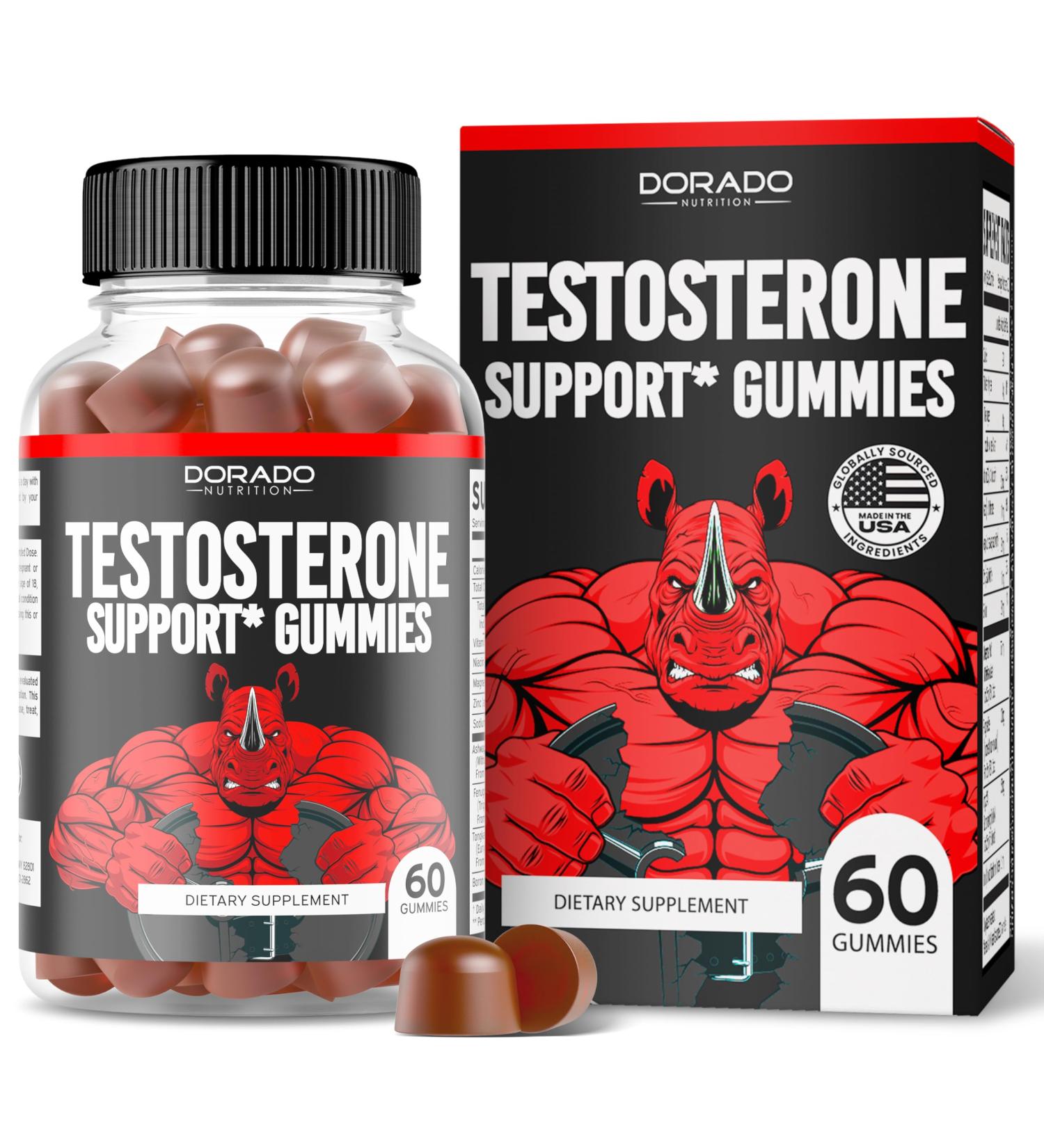 Testosterone Booster Gummies for Men - 60 Count | Premium Testosterone Supplement for Stamina Drive & Performance - USA Made Male Enhancer - Buy Online on GoSupps.com