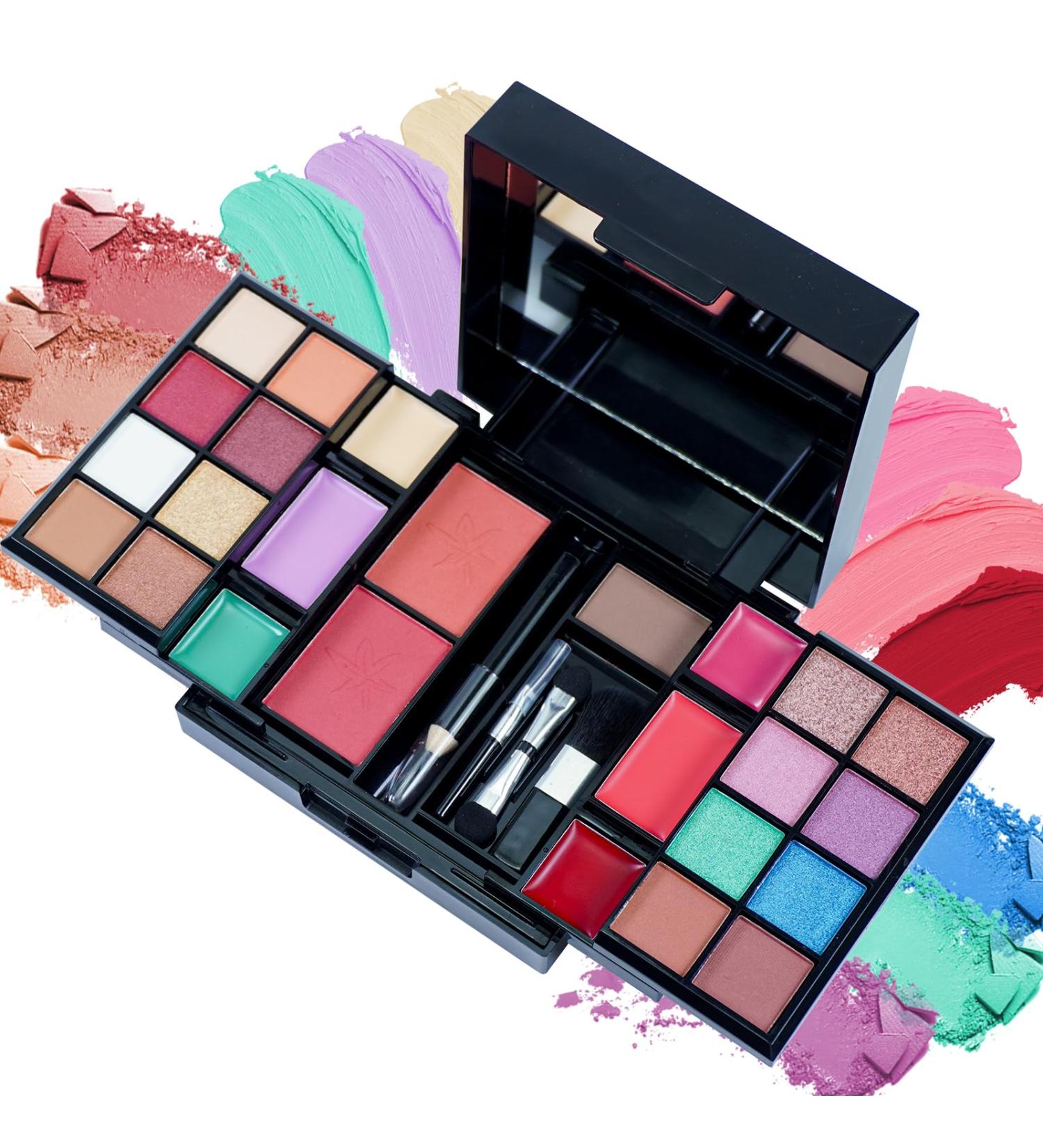All-in-One Makeup Eyeshadow Palette - Cosmetic Kit with Lip Gloss Blusher Eyebrow Powder & Eye Pencil - International Shipping Available - Buy Online on GoSupps.com