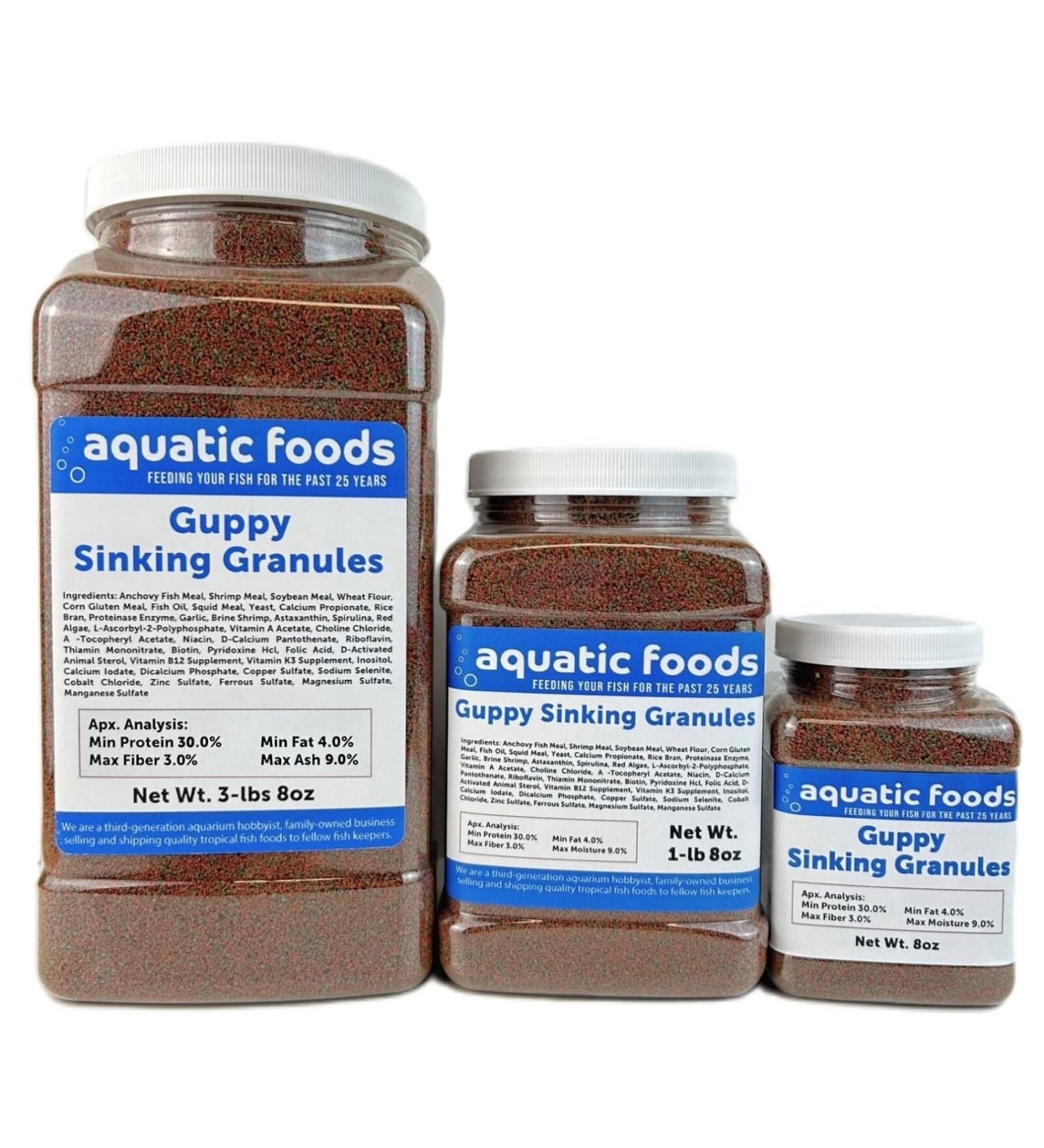 Aquatic Foods Inc. Guppy Micro Sinking Granules Spirulina and Color Enhancing Mix for Guppies Baby Cichlids Tetras All Live Bearers...WL 3-lbs 8oz Lg Jar 3.5 Pound (Pack of 1) - Buy Online on GoSupps.com