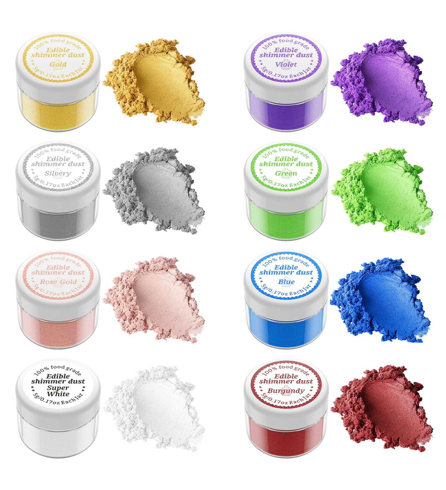 Wwtop Edible Glitter Set - 8 Vibrant Colors for Drinks & Food Decoration | Perfect for Cocktails Cakes & Fondant - 5g - Buy Online on GoSupps.com