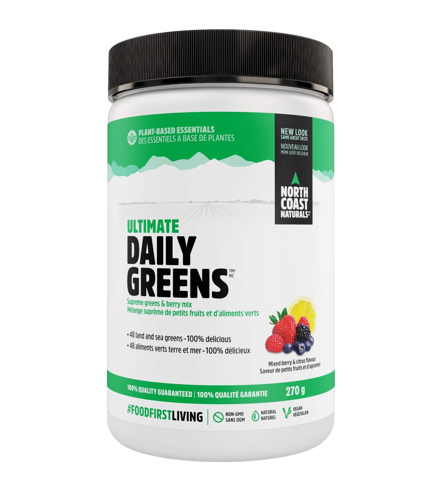 North Coast Naturals Ultimate Daily Greens | Superfood blend of superfruits land and sea greens - 270 g - Mixed Berry & Citrus Mixed Berry & Citrus 270 g (Pack of 1) - Buy Online on GoSupps.com