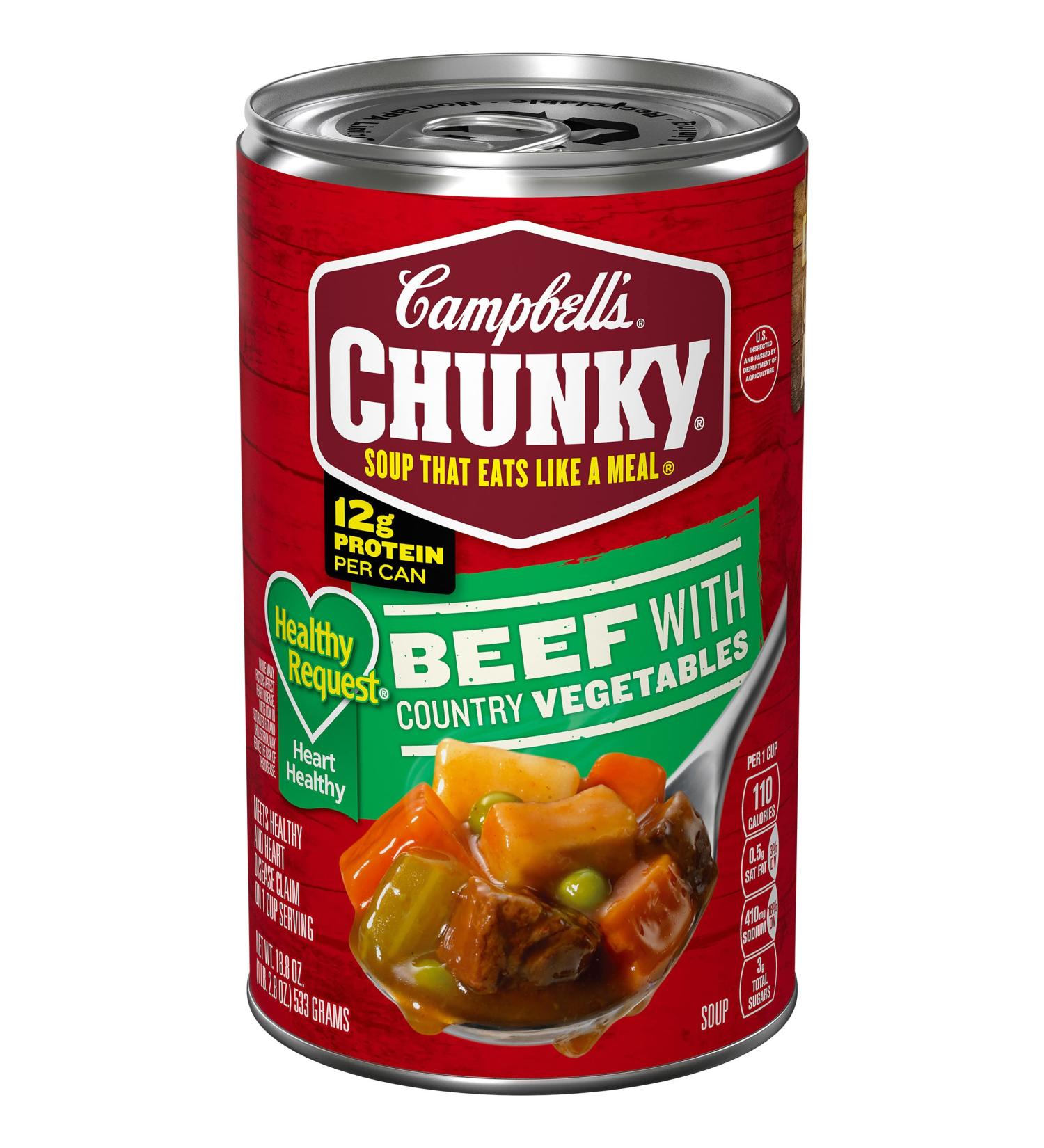 Campbells Chunky Healthy Request Soup  Beef Soup With Country Vegetables  18.8 Ounce Can - Buy Online on GoSupps.com