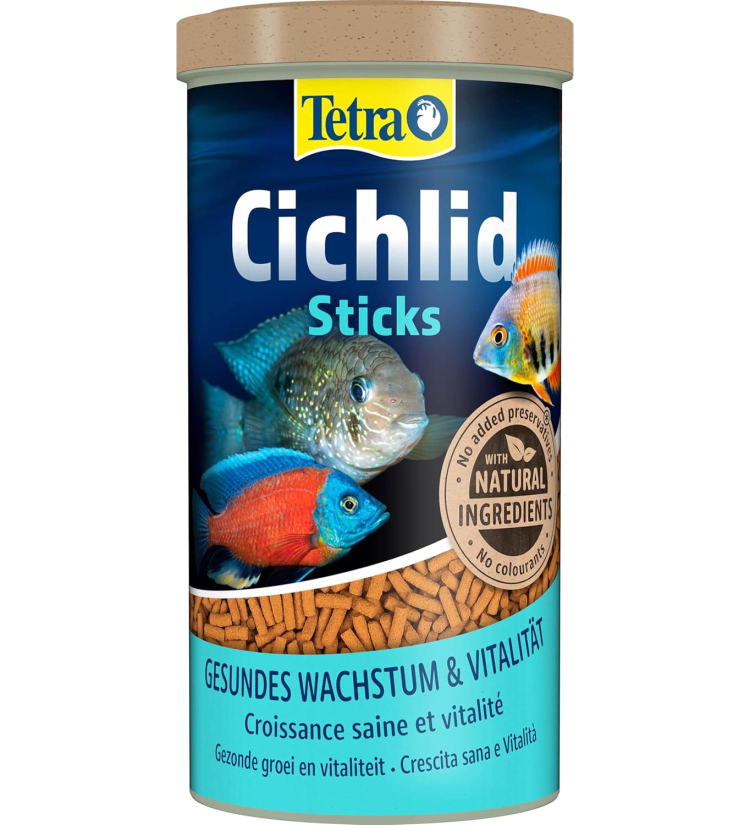 Tetra Cichlid Sticks - Premium Fish Feed for Cichlids & Large Ornamental Fish | 320g (1L) Floatable Feeding Sticks - Buy Online on GoSupps.com