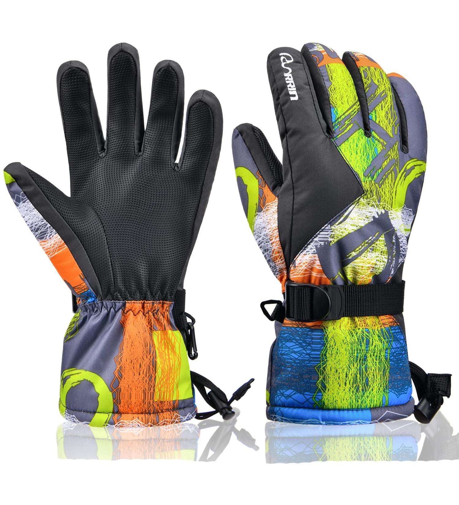 Winter Waterproof Ski Gloves XL - Warm & Breathable Snow Gloves for Men, Women, Kids - Grey - Buy Online on GoSupps.com