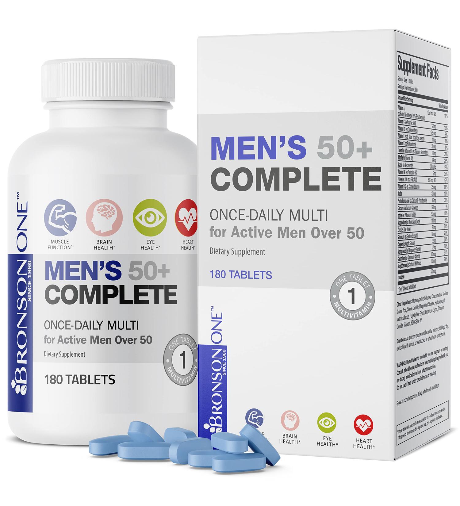 Bronson ONE Daily Menâ€™s 50+ Multivitamin & Multimineral - 180 Tablets - Buy Online on GoSupps.com