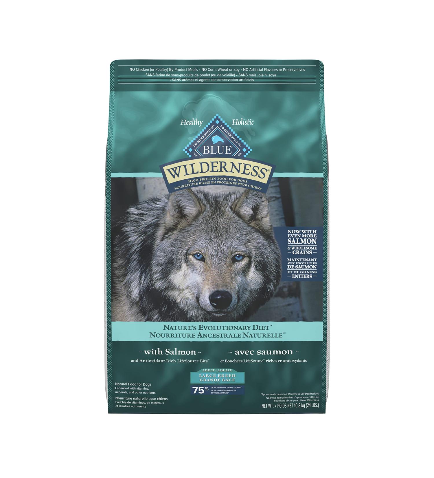 Blue Buffalo Wilderness More Meat & Wholesome Grains Natural Dry Dog Food Large Breed Salmon 24lb Large Breed Salmon More Meat Wholesome Grains - Buy Online on GoSupps.com