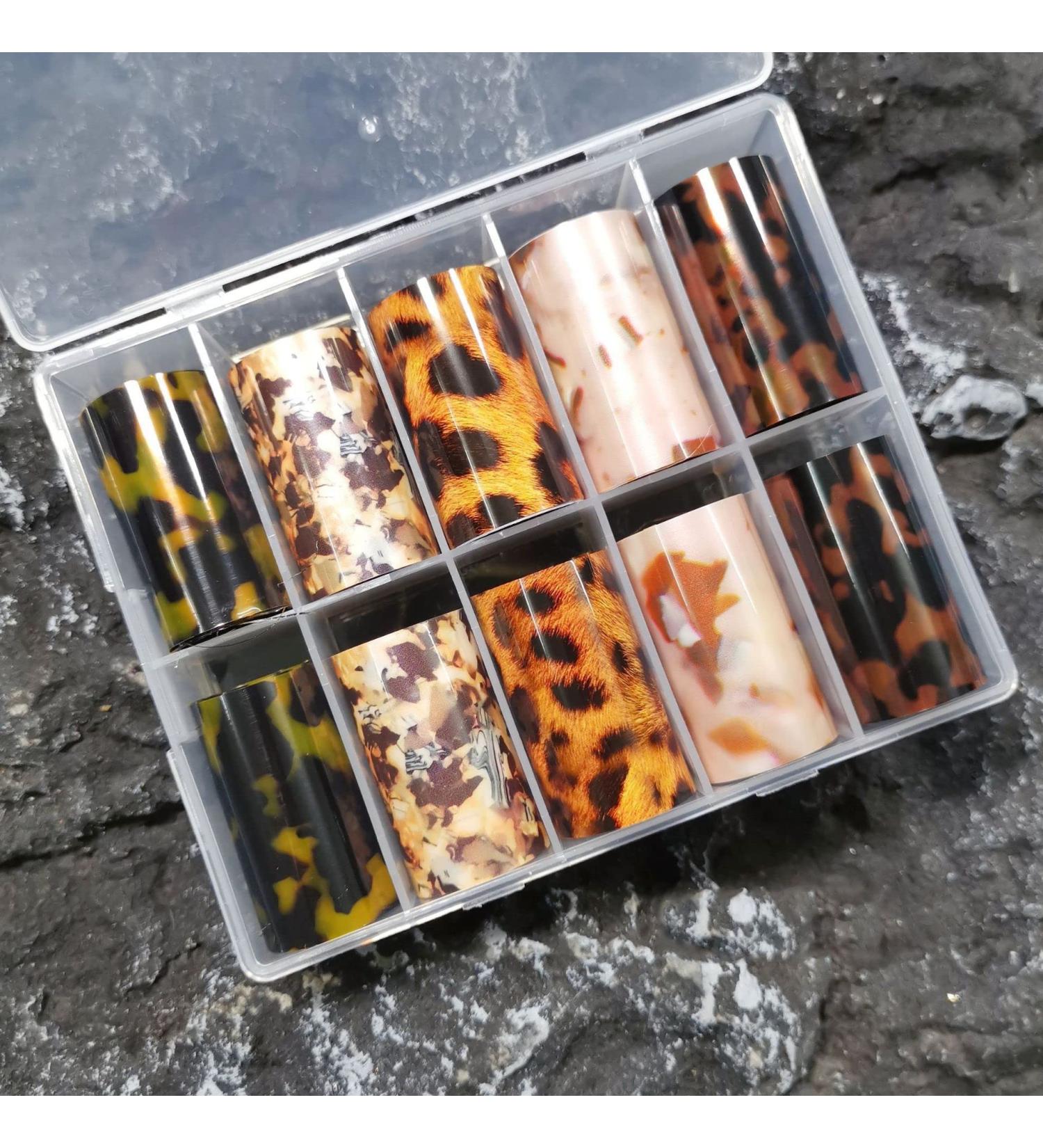 DIY Manicure Transfer Paper Winter Autumn Tortoiseshell Amber Nail Foil Leopard Stickers(13) Style13 - Buy Online on GoSupps.com