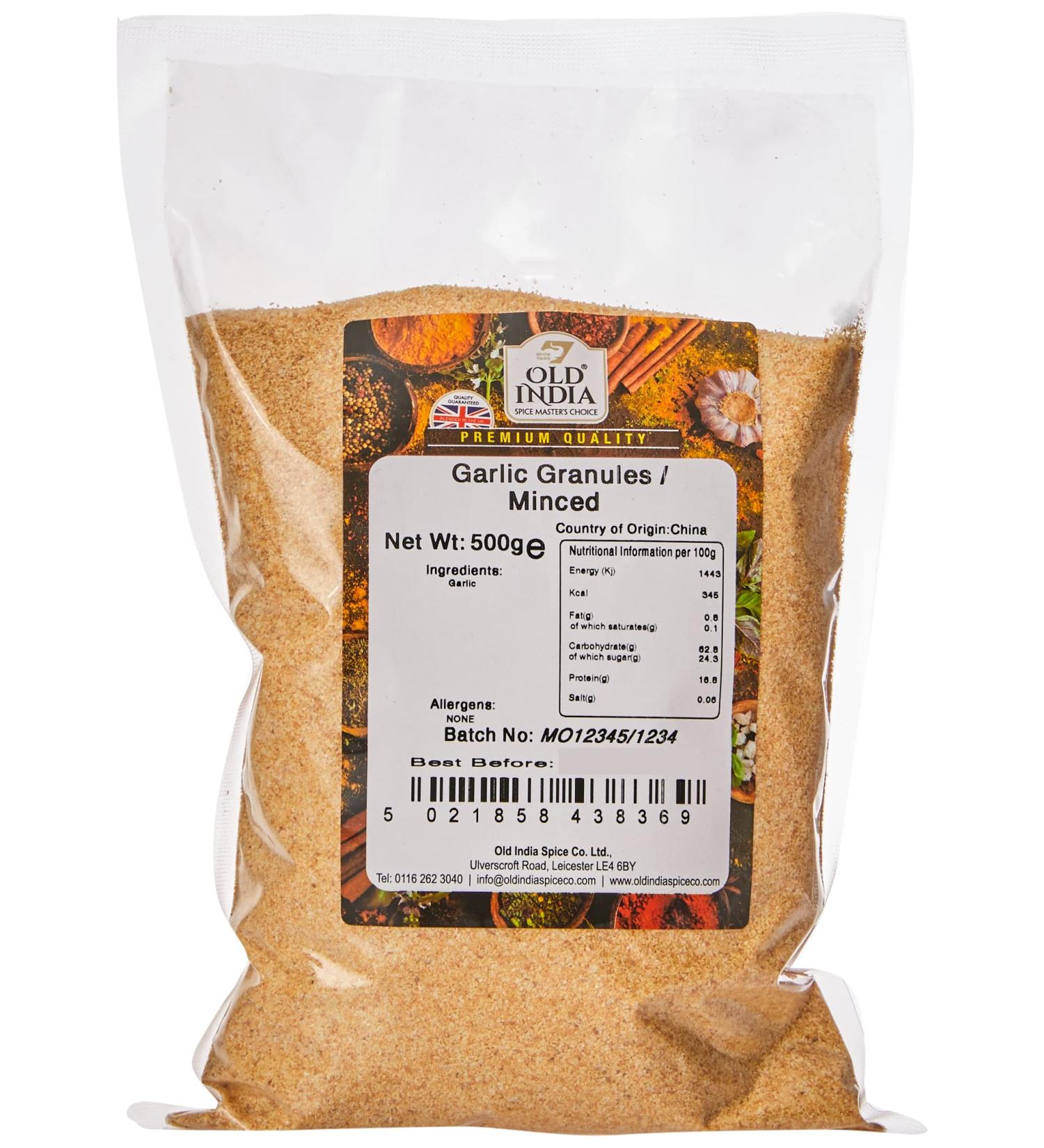 Old India Garlic Granules/Minced 500g - Premium Quality Spice Blend (Pack of 1) - Buy Online on GoSupps.com