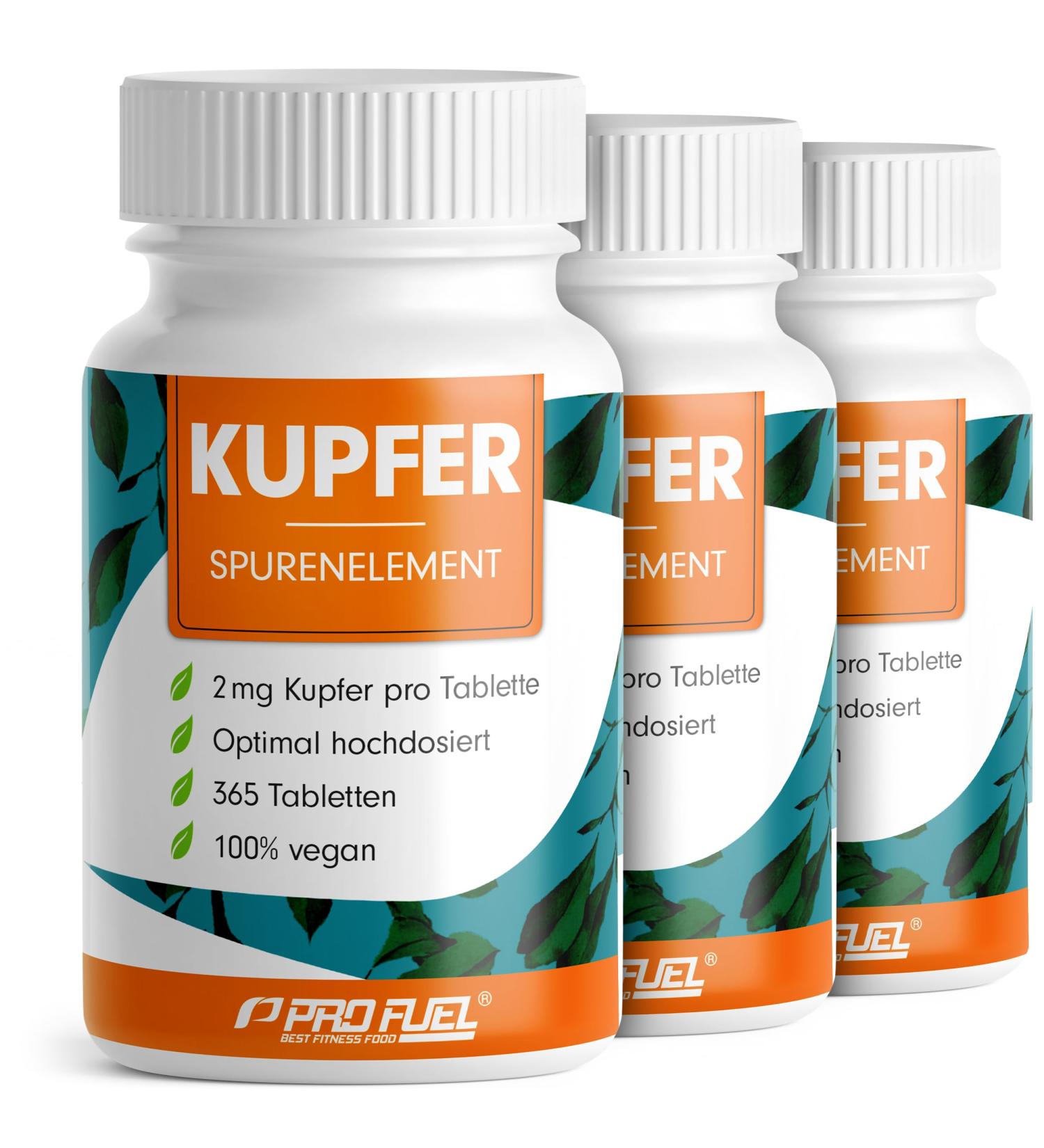 Buy High-Quality Copper Tablets 3x365 - 2 mg Copper Bisglycinate High Dose Additive-Free - Buy Online on GoSupps.com