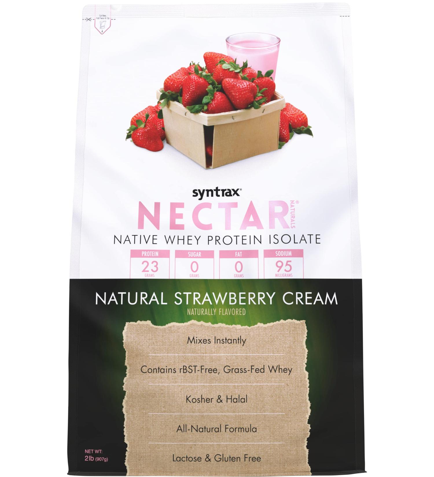 Buy Syntrax Nutrition Nectar Naturals 100% Whey Isolate Protein Powder - Natural Strawberry Cream 2 lbs | International Shipping Available - Buy Online on GoSupps.com