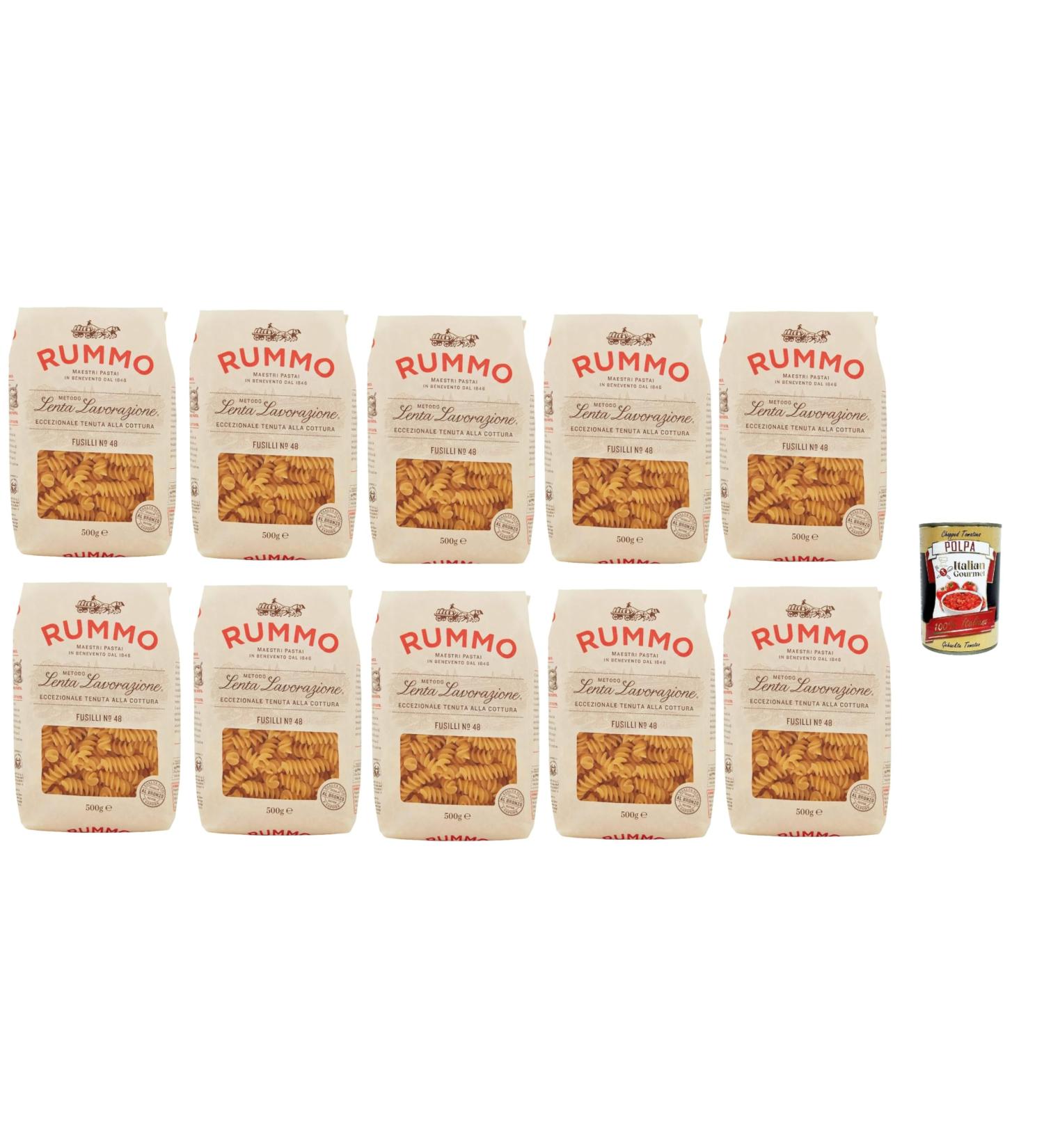 Italian Gourmet E.R. Rummo Fusilli No. 48 Durum Wheat Semolina Pasta 500g + Box Italian Gourmet Tomato Pulp 400g - Buy Online on GoSupps.com