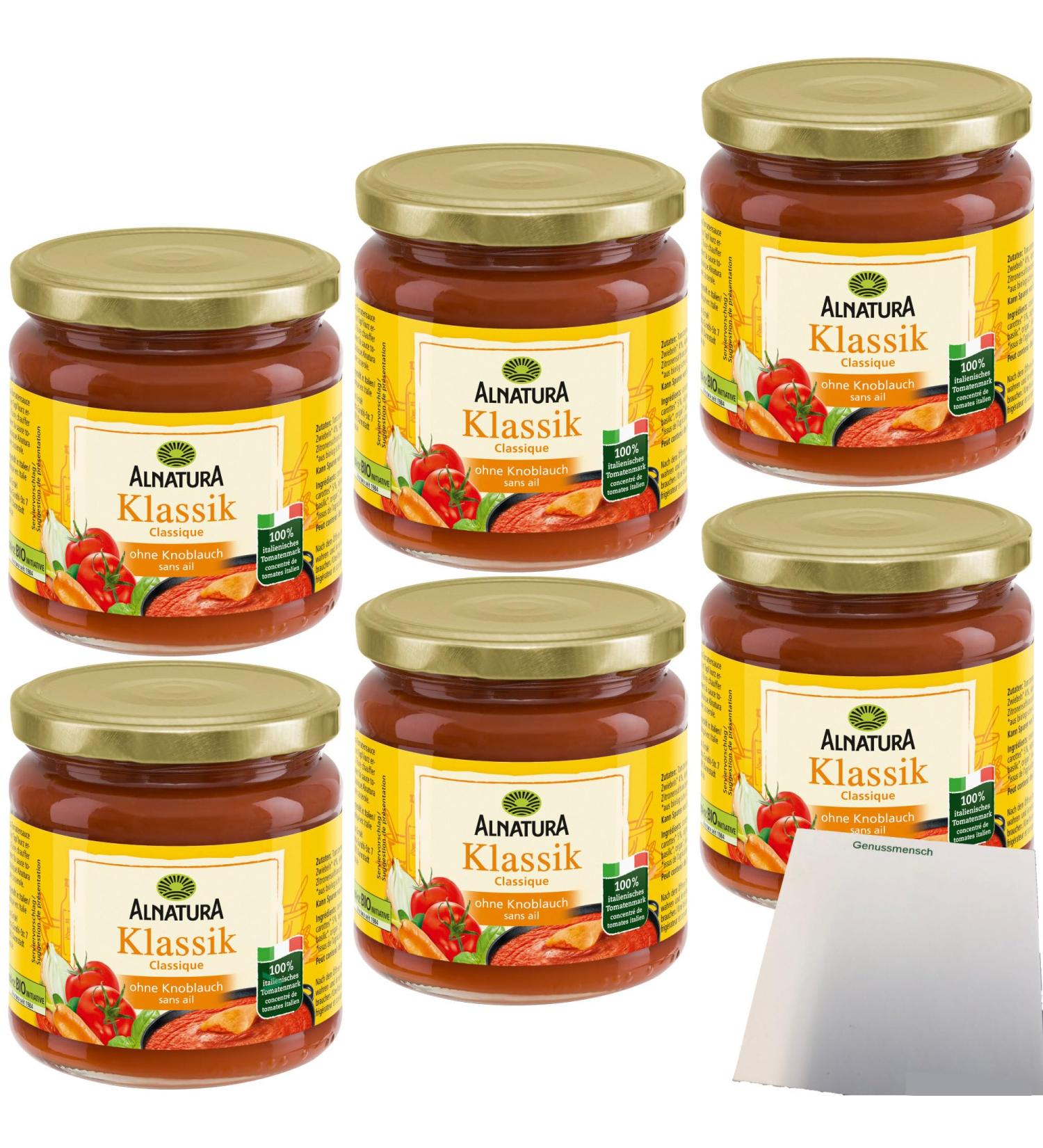 Alnatura Organic Tomato Sauce Classic without Garlic - 6-Pack (6x350 ml Glass) | Premium Quality International Shipping - Buy Online on GoSupps.com