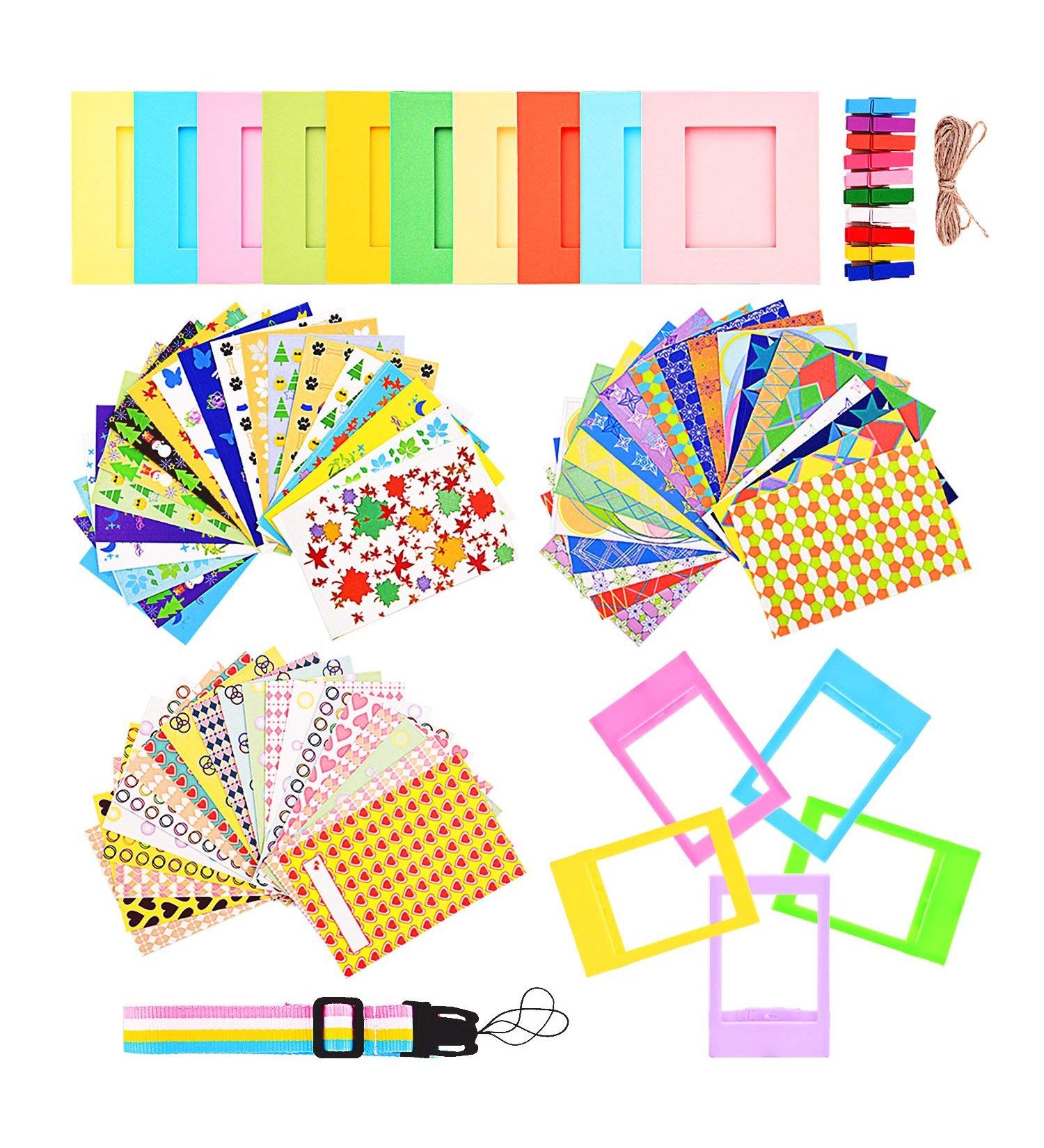 Colorful Bundle Set Accessories for Fujifilm Instax Mini Cameras - Film Sticker, Desk Frames, Hanging Frame, Strap - Buy Online on GoSupps.com