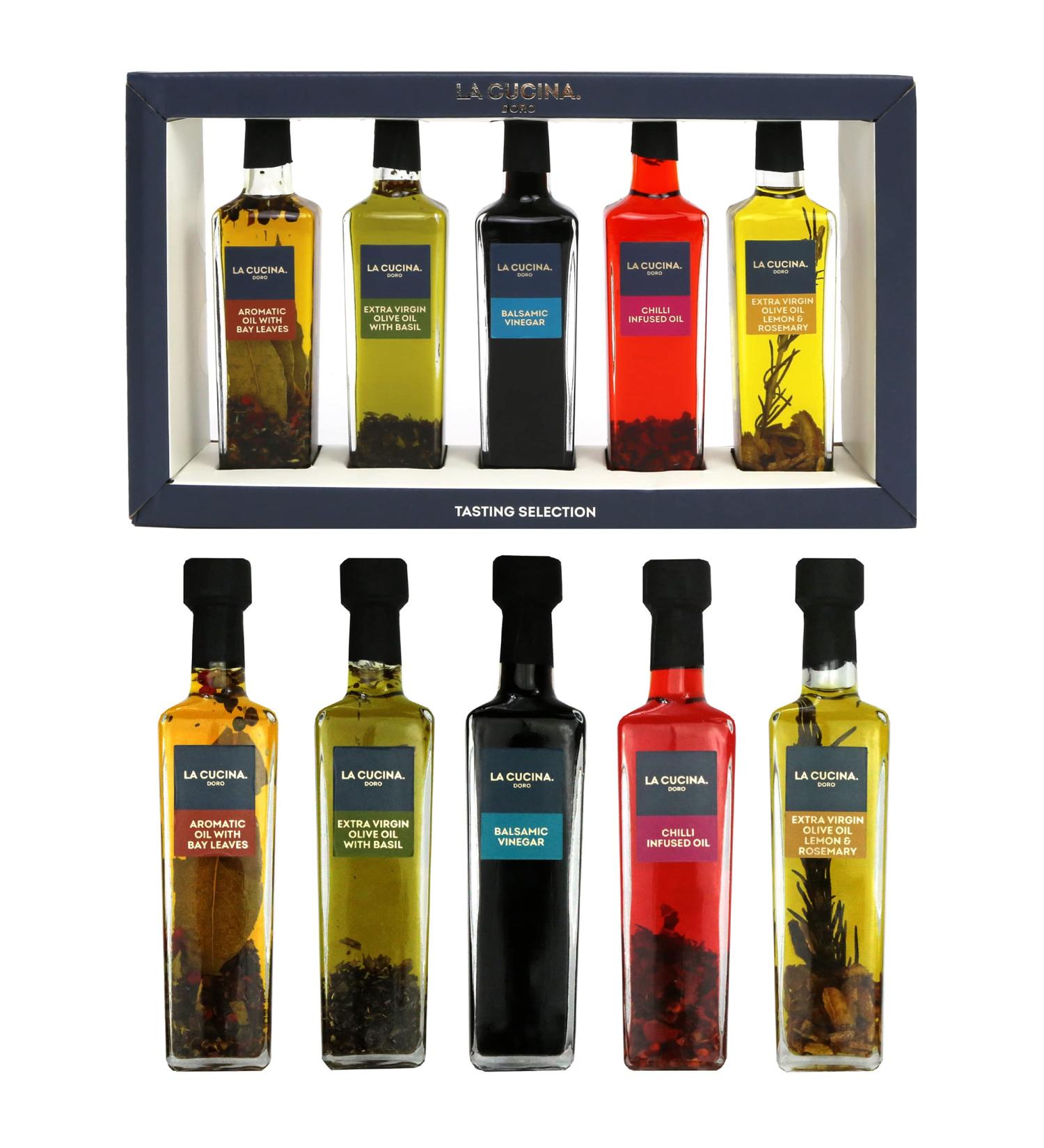 Kimm & Miller Luxury Infused Olive Oil Gift Set - 5 Cooking Oils and Balsamic Vinegar - Italian Cooking Gifts for Men & Women - Buy Online on GoSupps.com