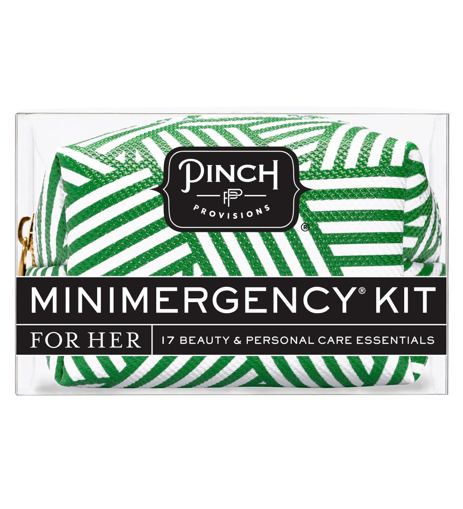 Pinch Provisions Criss Cross Green Minimergency Kit | 17 Travel-Sized Beauty Essentials for Purses | Perfect Gift for Holidays & Birthdays - Buy Online on GoSupps.com