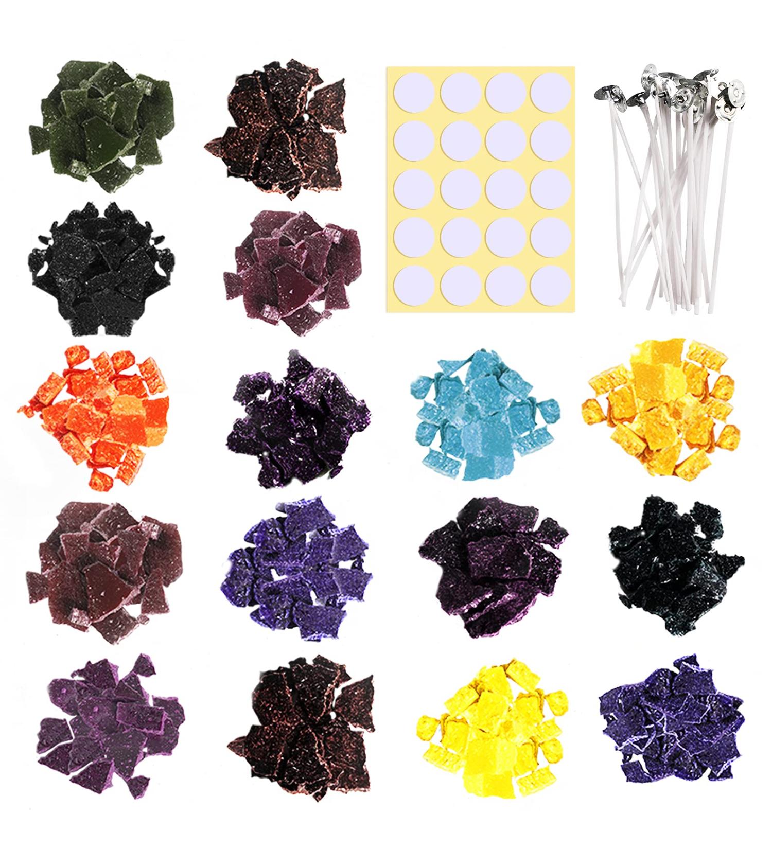 JBEIY Candle Dye Set - 16 Popular Colors for Vibrant Candle Making | Includes 20 Wicks and Wick Stickers - Buy Online on GoSupps.com