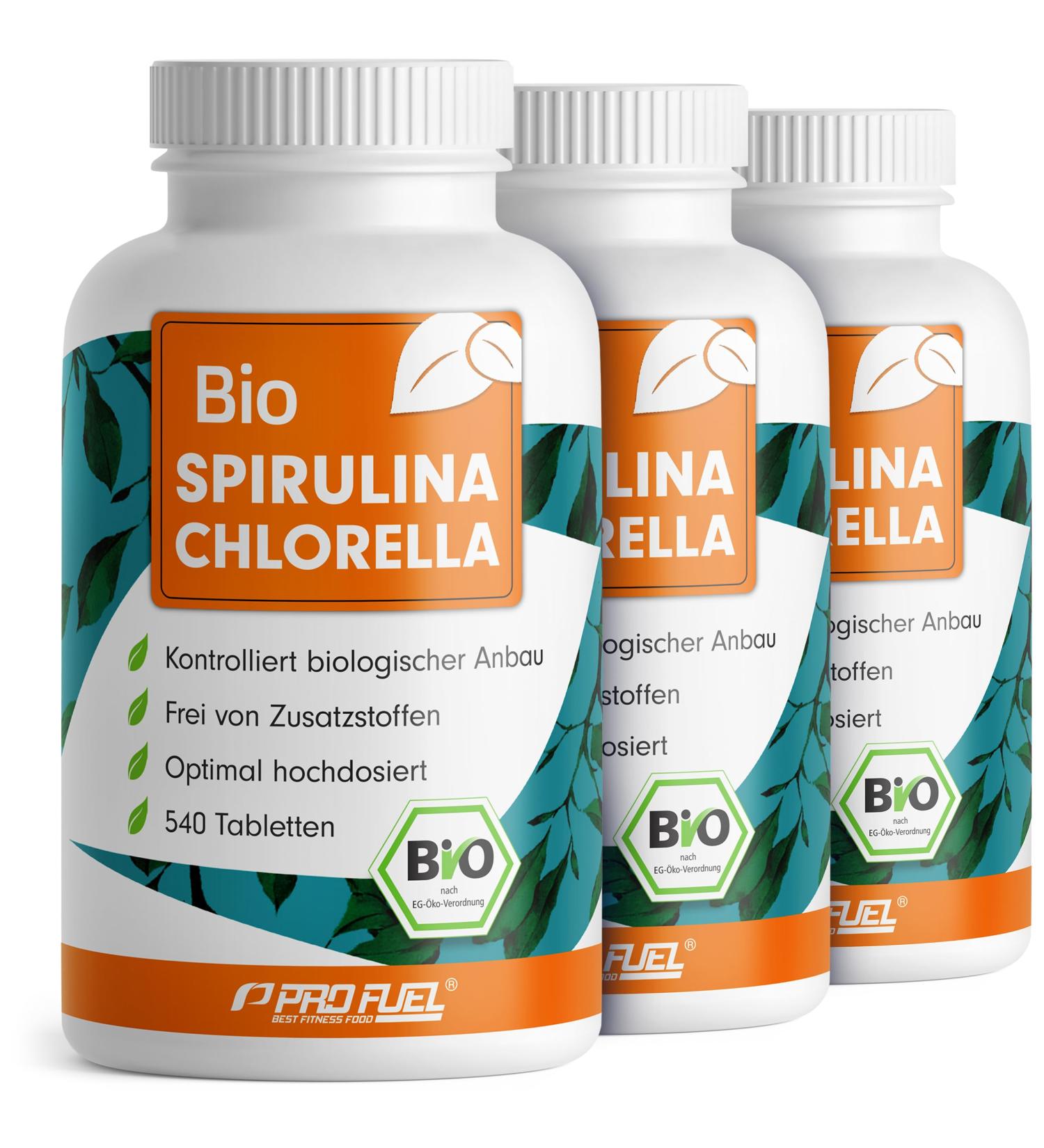 Buy Bio Spirulina & Chlorella Tablets - 3000 mg Each | 100% Vegan Organic High-Dosed Lab-Tested | 1620 Pressings - Buy Online on GoSupps.com