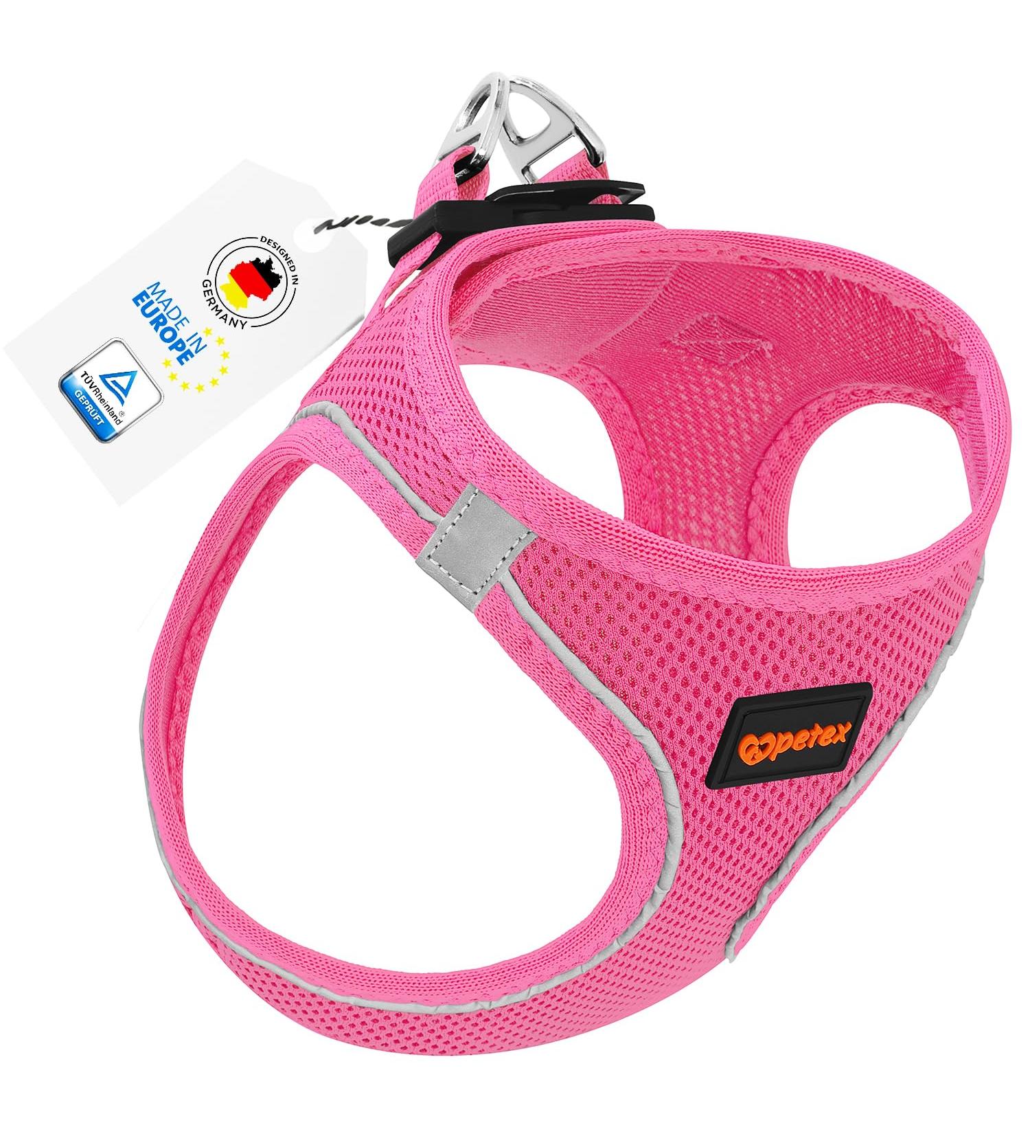 Petex Dog Harness for Small & Medium Dogs - TUV Tested Reflective & Breathable - Made in Europe - Air Mesh Technology - Pink 3XS - Buy Online on GoSupps.com