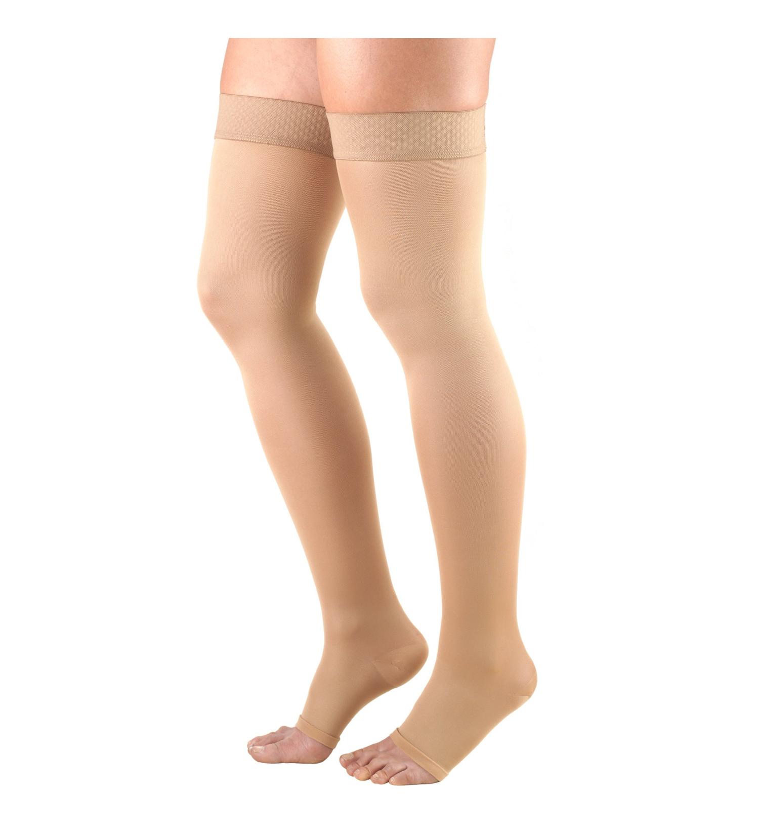 Truform Women's Compression Stockings 20-30 mmHg - Thigh High Open Toe Opaque Medium Beige - 1 Pair - Buy Online on GoSupps.com