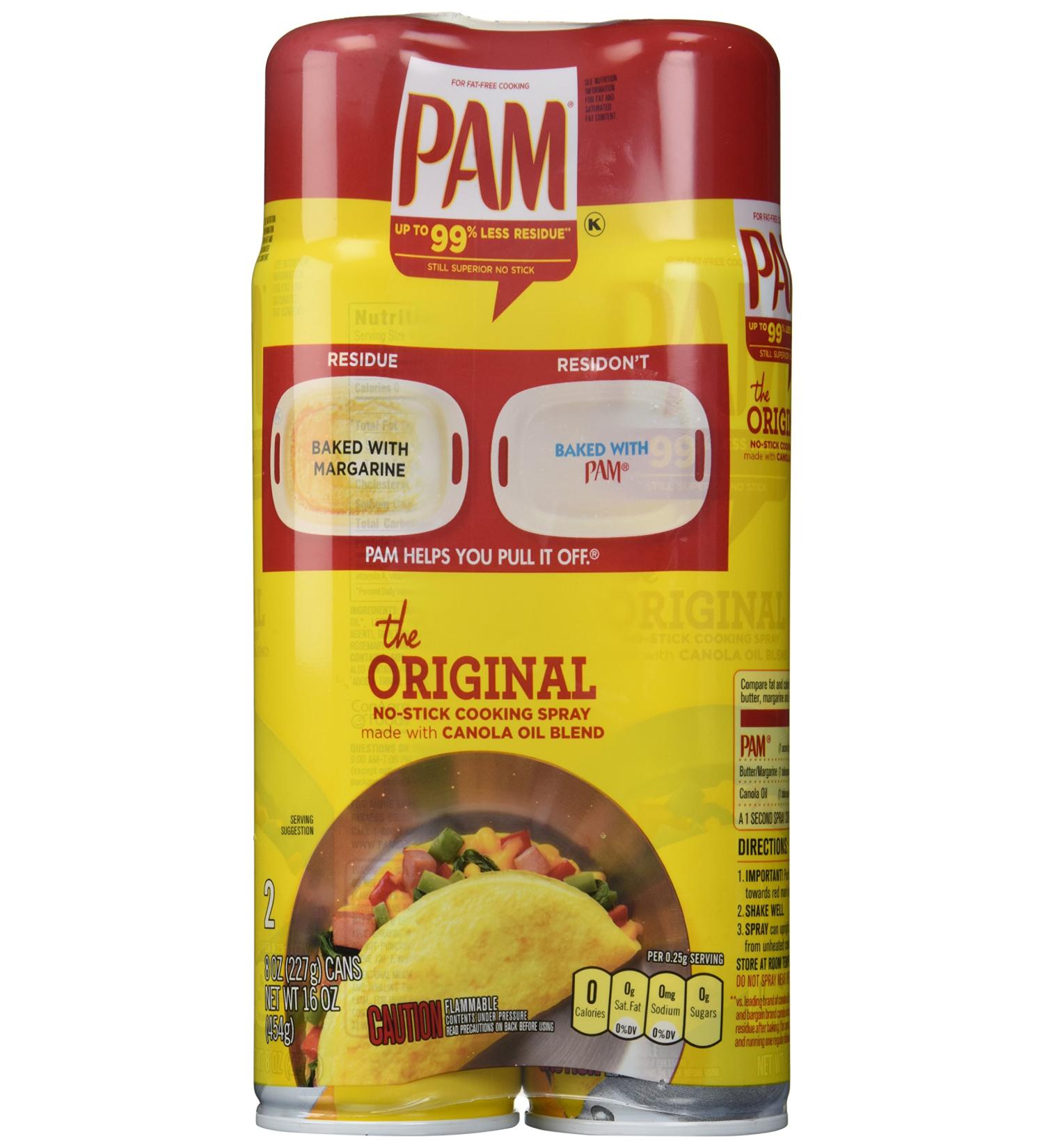 PAM No-Stick Cooking Spray 16oz Can - 2 Pack | Non-Stick Cooking Oil Spray - Buy Online on GoSupps.com