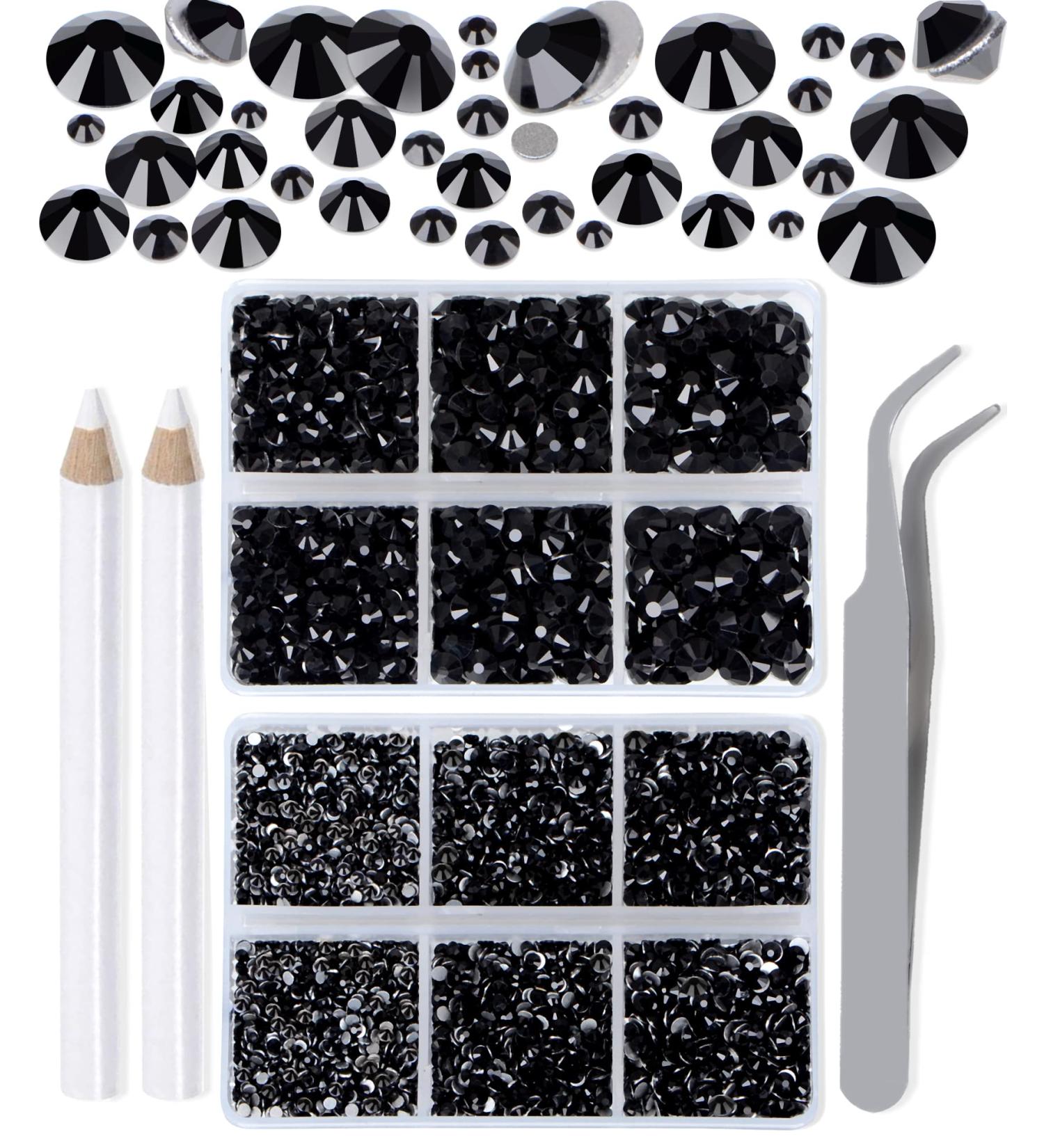 Bulk 6000 Black Non Hotfix Rhinestones Set with Tools for Nail Art & DIY Crafts - Buy Online on GoSupps.com