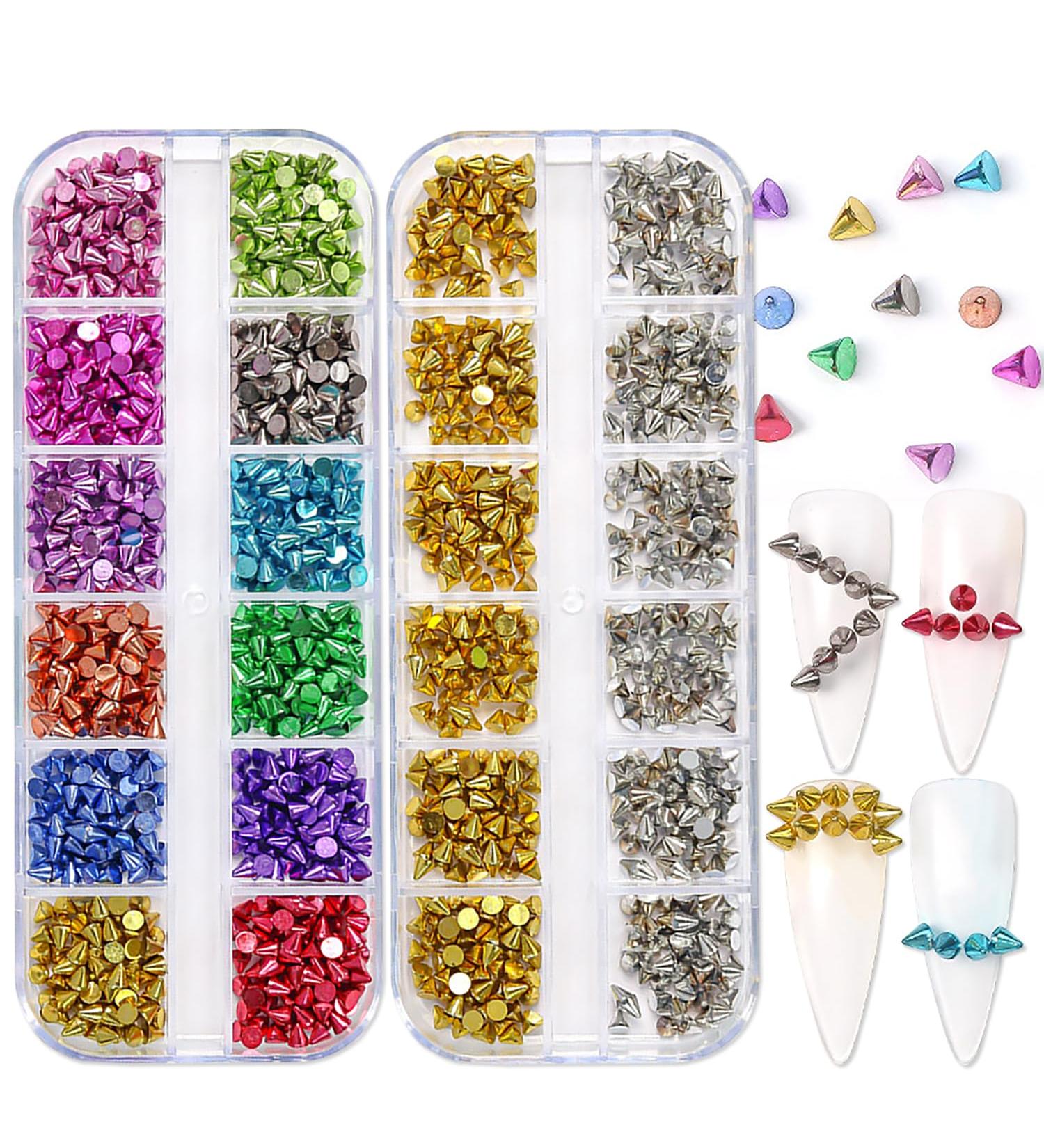 Shop DANNEASY 2 Boxes Punk Nail Charms - 24 Grid Mix-Color Metal Rivet Cone Spikes for Acrylic Nails - Nail Art Studs & Jewels - International Shipping Available - Buy Online on GoSupps.com