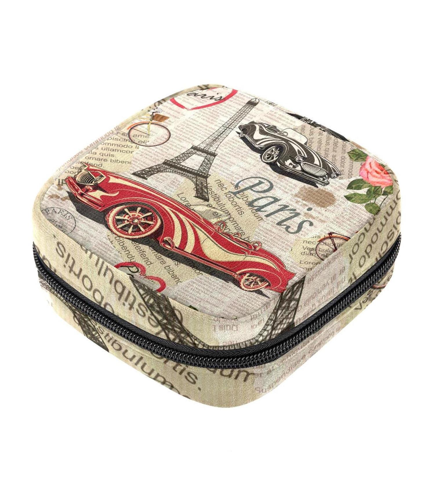 Vintage Paris Travel Taping Storage Bags for Women | Portable Menstrual Cup & Bandage Pads Pockets - Ideal for First Periods - Buy Online on GoSupps.com