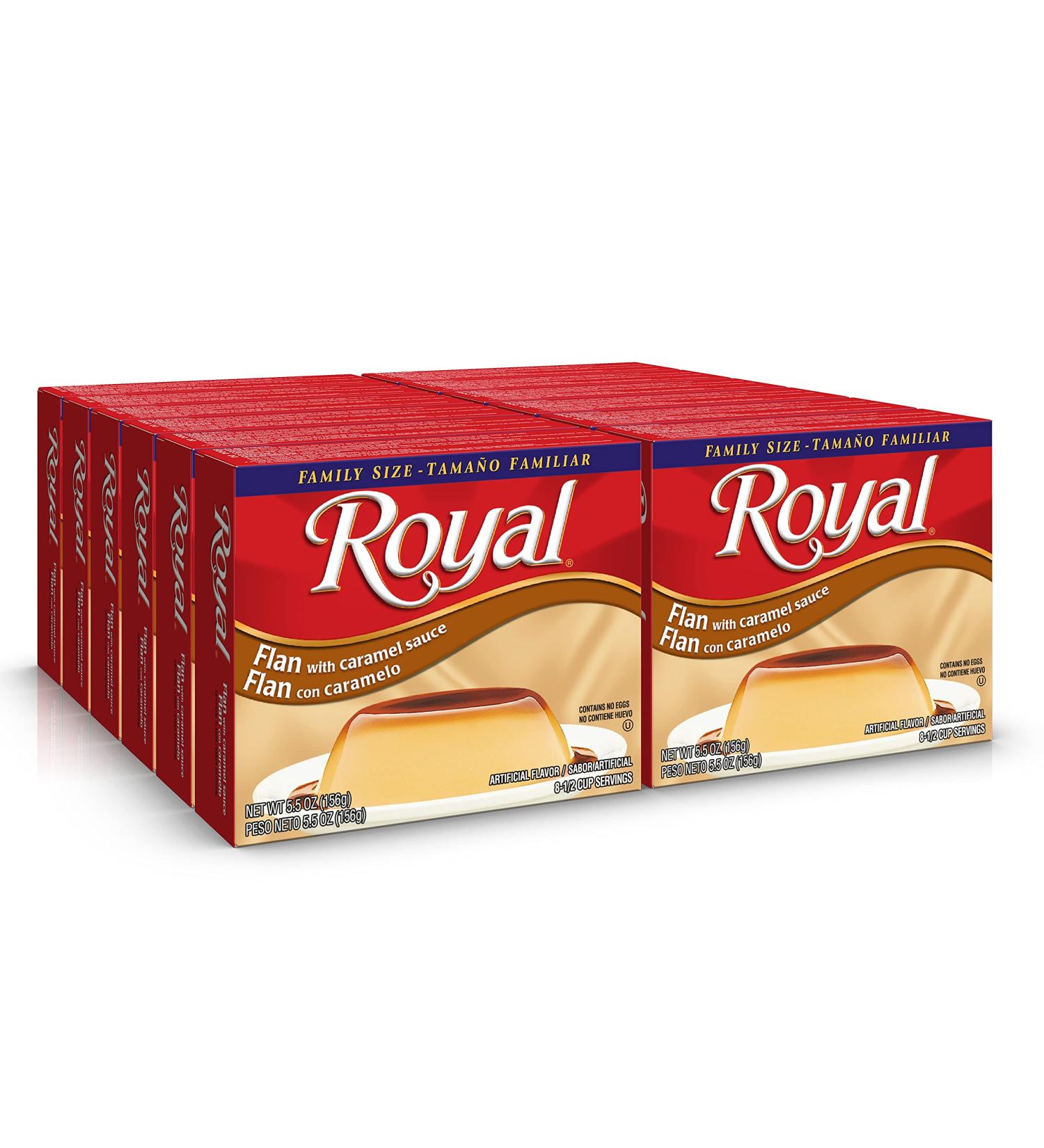 Royal Bilingual Flan Dessert Mix Caramel Sauce - Family Size, Fat-Free 5.5oz (Pack of 12) - Buy Online on GoSupps.com