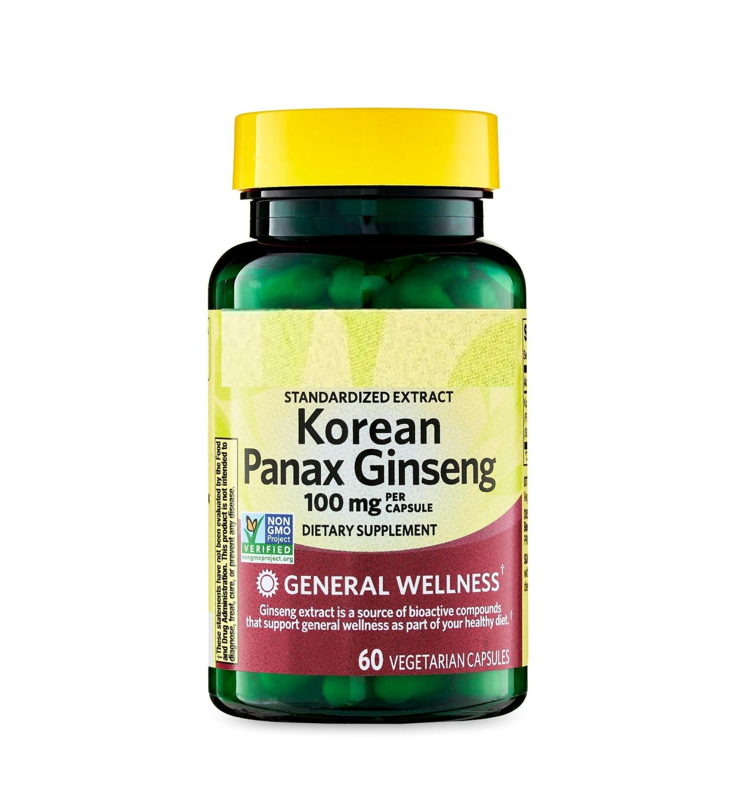 SEDLAV Korean Panax Ginseng Vegetarian Capsules 100 mg 60 Count Sticker
