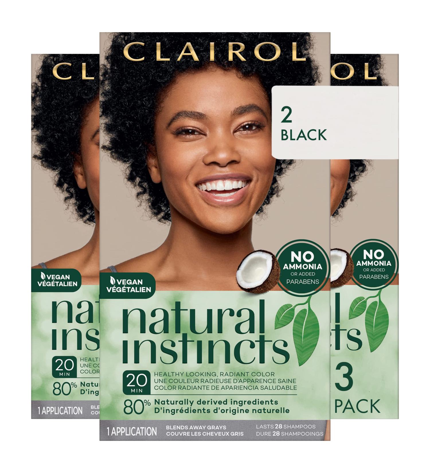 Clairol Natural Instincts Demi-Permanent Hair Dye 2 Black 5.85 Fl Oz - Pack of 3 - Buy Online on GoSupps.com