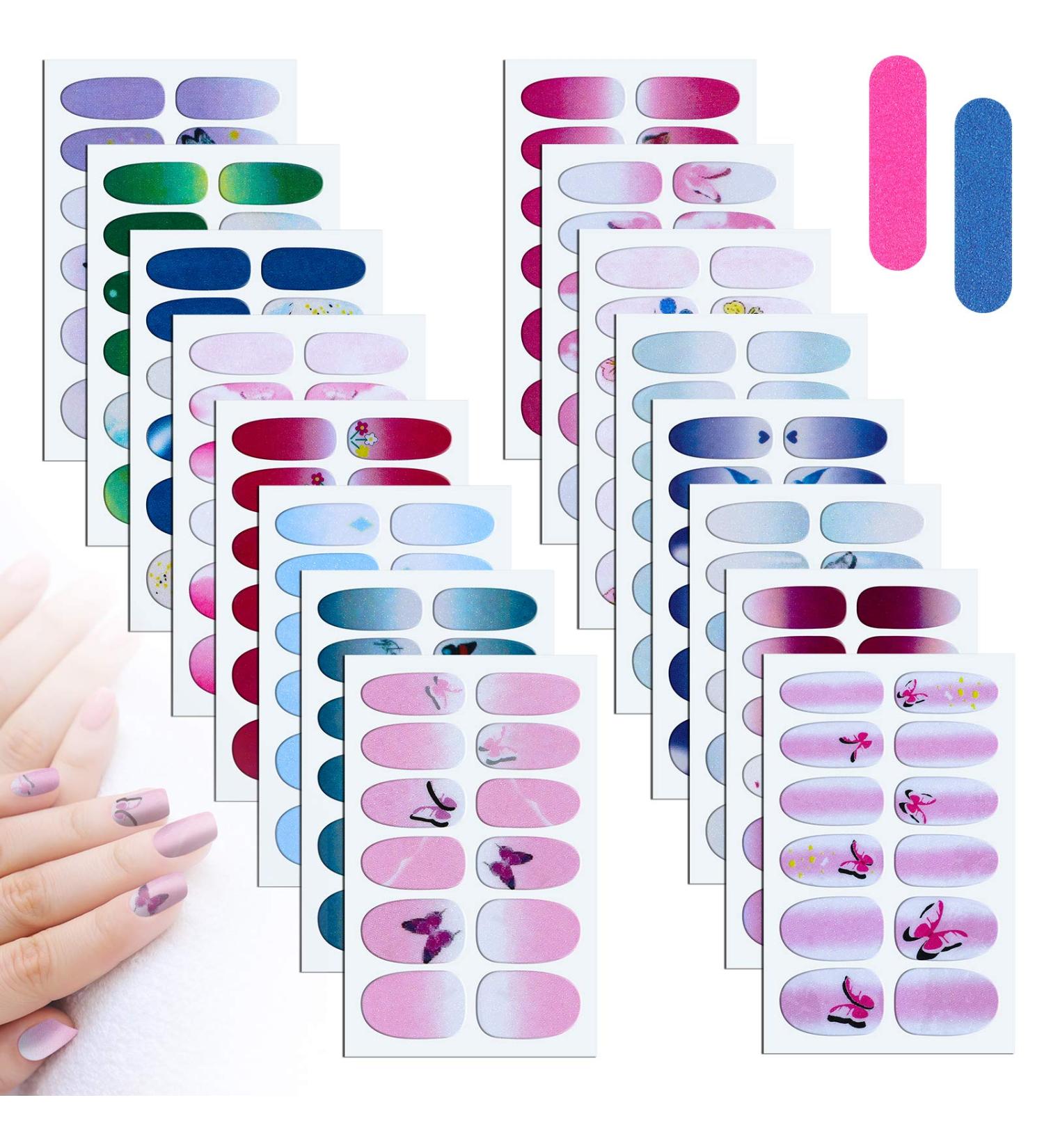 MWoot 16-Sheet Butterfly Nail Ticker Self-Adhesive Nail Art Stickers & Nail Files for Creative DIY Manicure Decoration - Buy Online on GoSupps.com