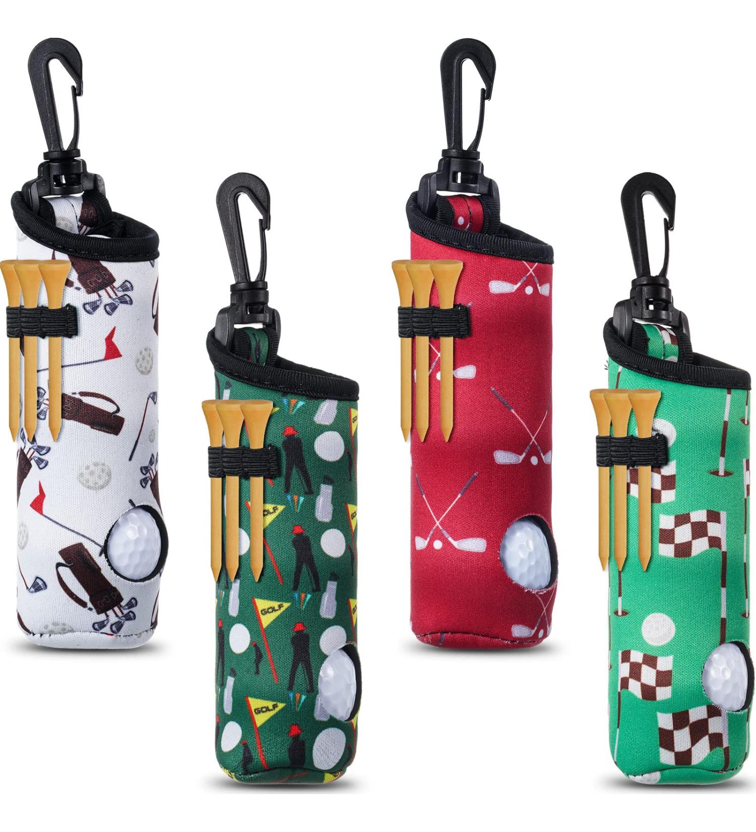 Golf Tee Holder & Ball Carry Bag Pouch Set with Keychain Clip - Golf Gifts & Accessories - Buy Online on GoSupps.com