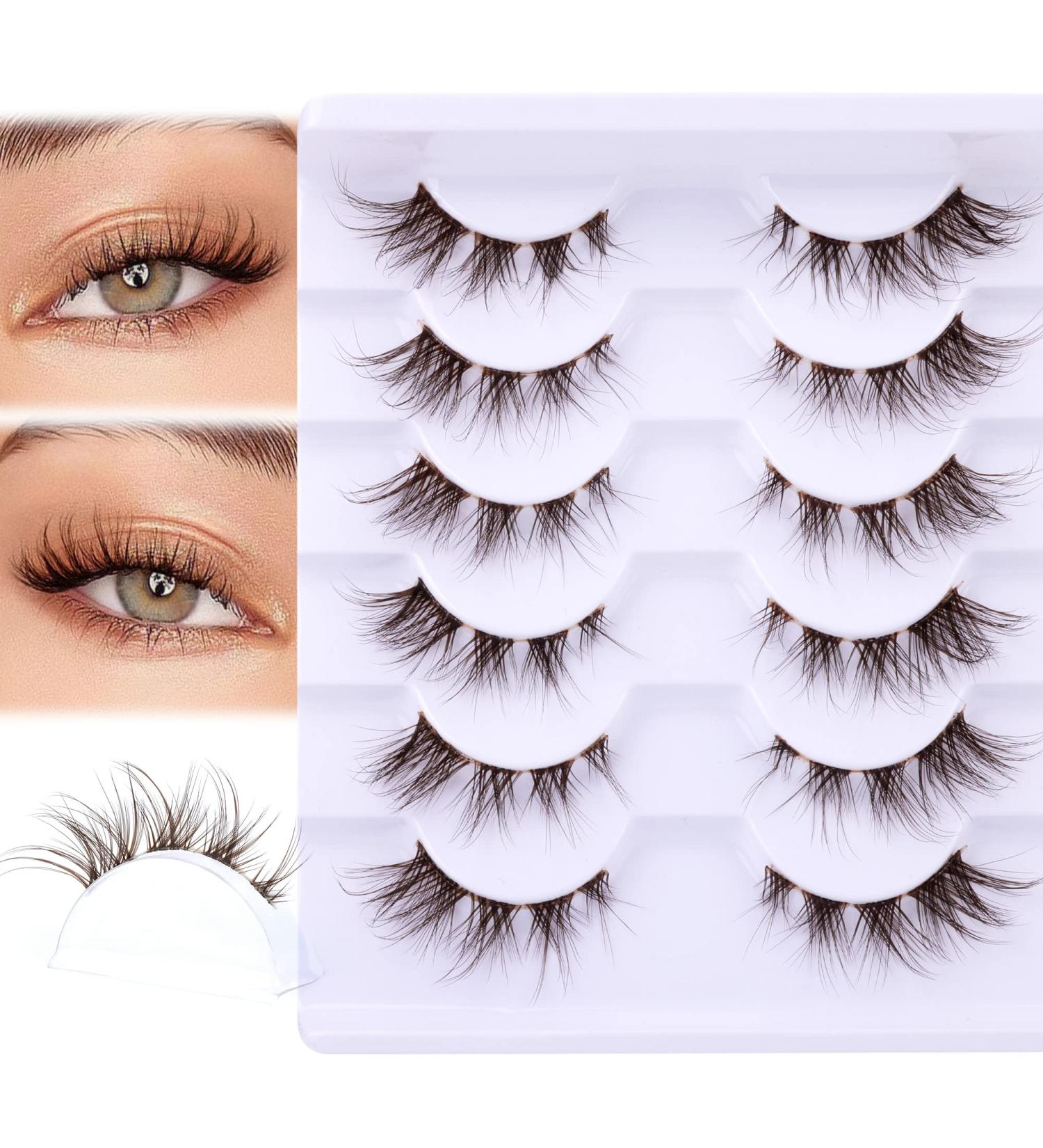 Natural Look Anime Eyelashes - Brown Wispy False Eyelashes for Manga Lashes - Clear Band Cluster Lashes - DIY Individual Fake Eyelashes - Natural Lashes Pack - Buy Online on GoSupps.com