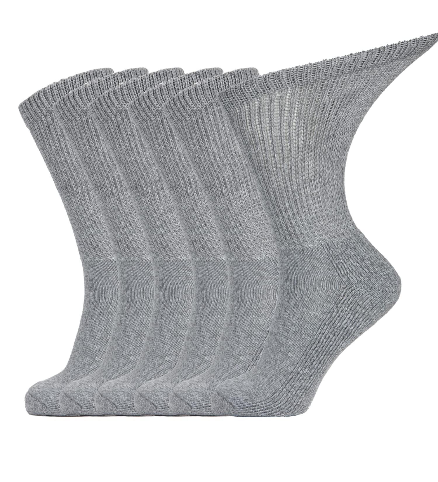 LIN PERFORMANCE Diabetic Crew Socks - Non-Binding Top Cushion Sole 6 Pairs for Men & Women (Large Light Grey Heather 10-13 - Buy Online on GoSupps.com