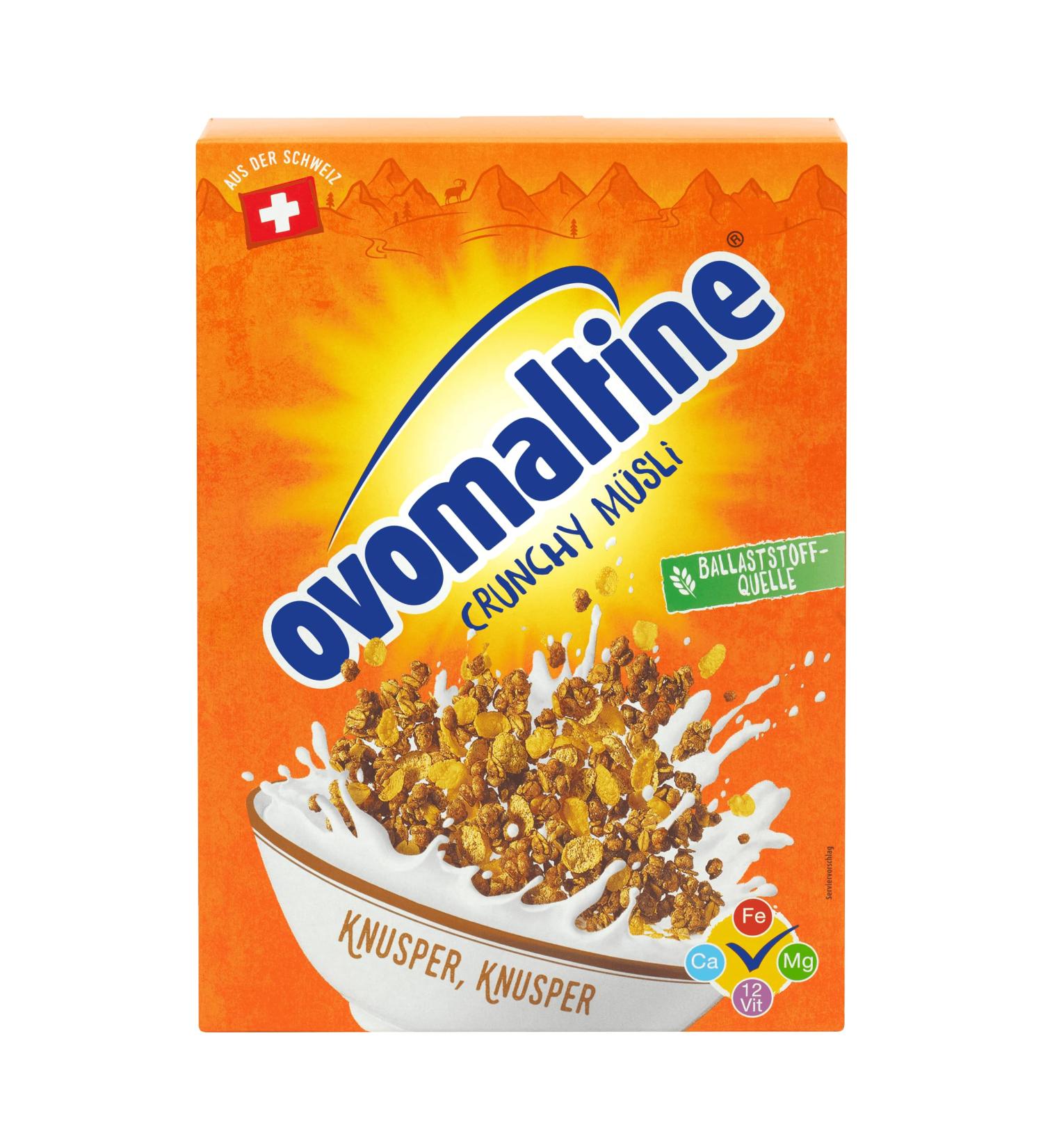 Wander AG Ovomaltine Crunchy Muesli chocolate crunchy muesli with unique mix of breakfast cereals and Ovomaltine with valuable vitamins fiber and minerals 1 x 450 g - Buy Online on GoSupps.com