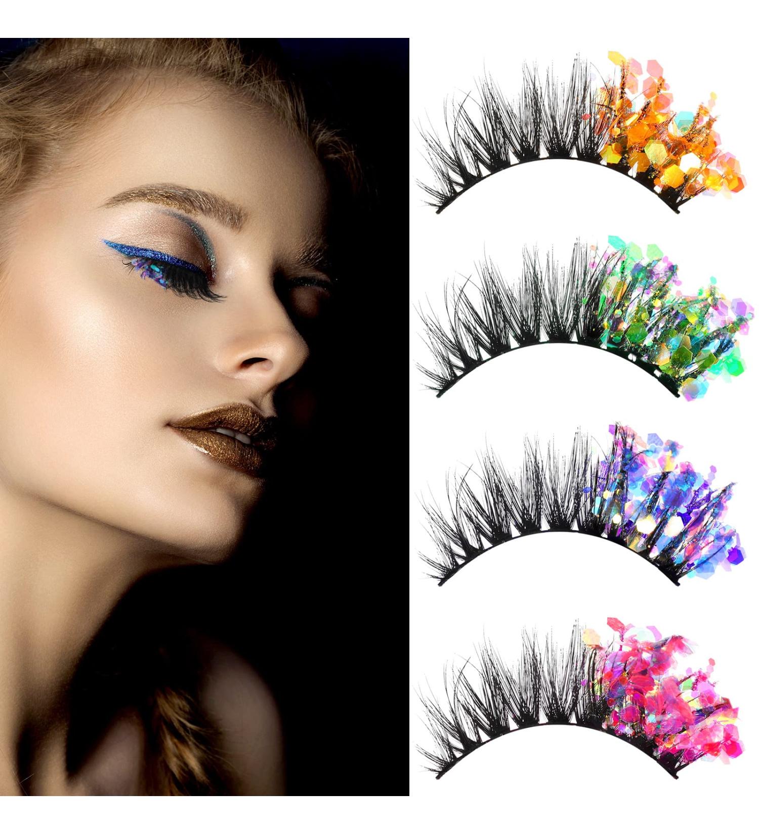 6D Glitter False Lashes for Halloween & Cosplay Makeup - 4 Pairs (Elegant Style) - Buy Online on GoSupps.com