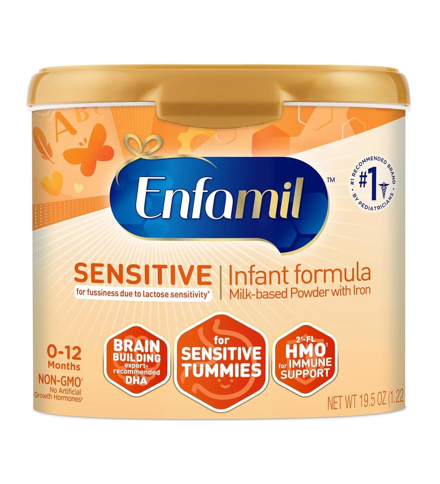 Enfamil Sensitive Baby Formula with DHA Iron & Prebiotics to help support Brain & Immune Support Inspired by Breast Milk - 19.5 Oz - Buy Online on GoSupps.com